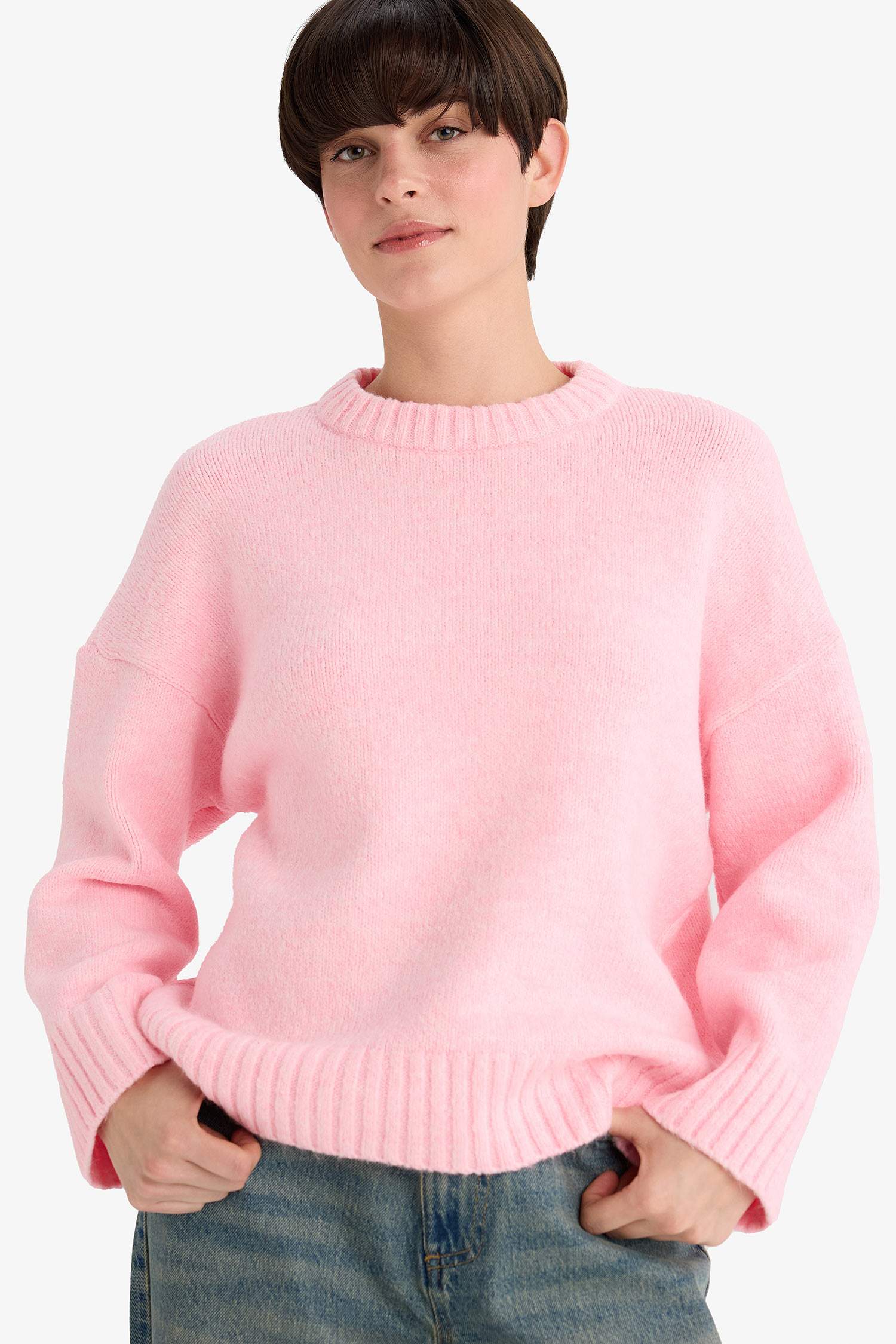 Oversize Fit Crew Neck Knitwear Pullover