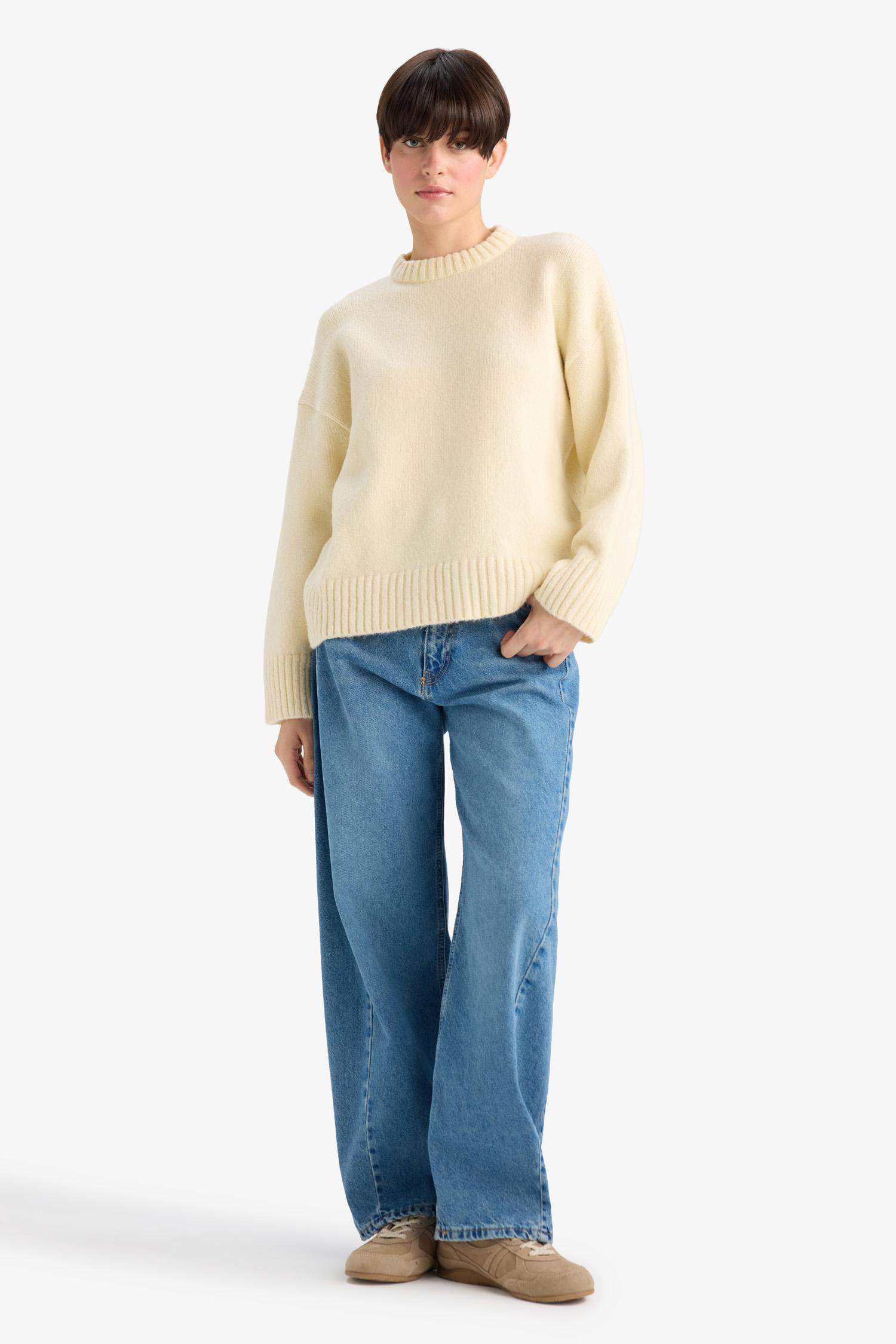 Oversize Fit Crew Neck Knitwear Pullover