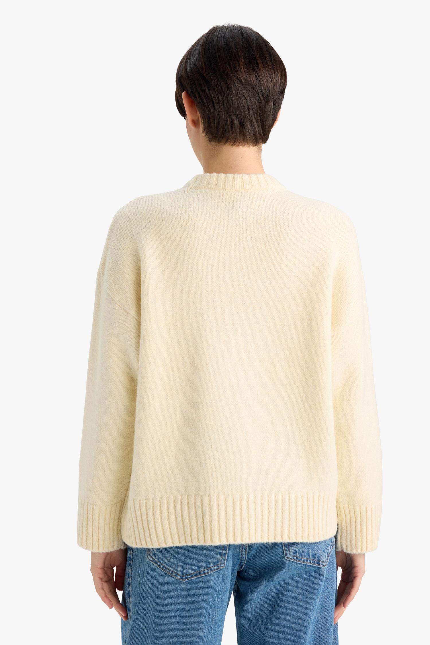 Oversize Fit Crew Neck Knitwear Pullover