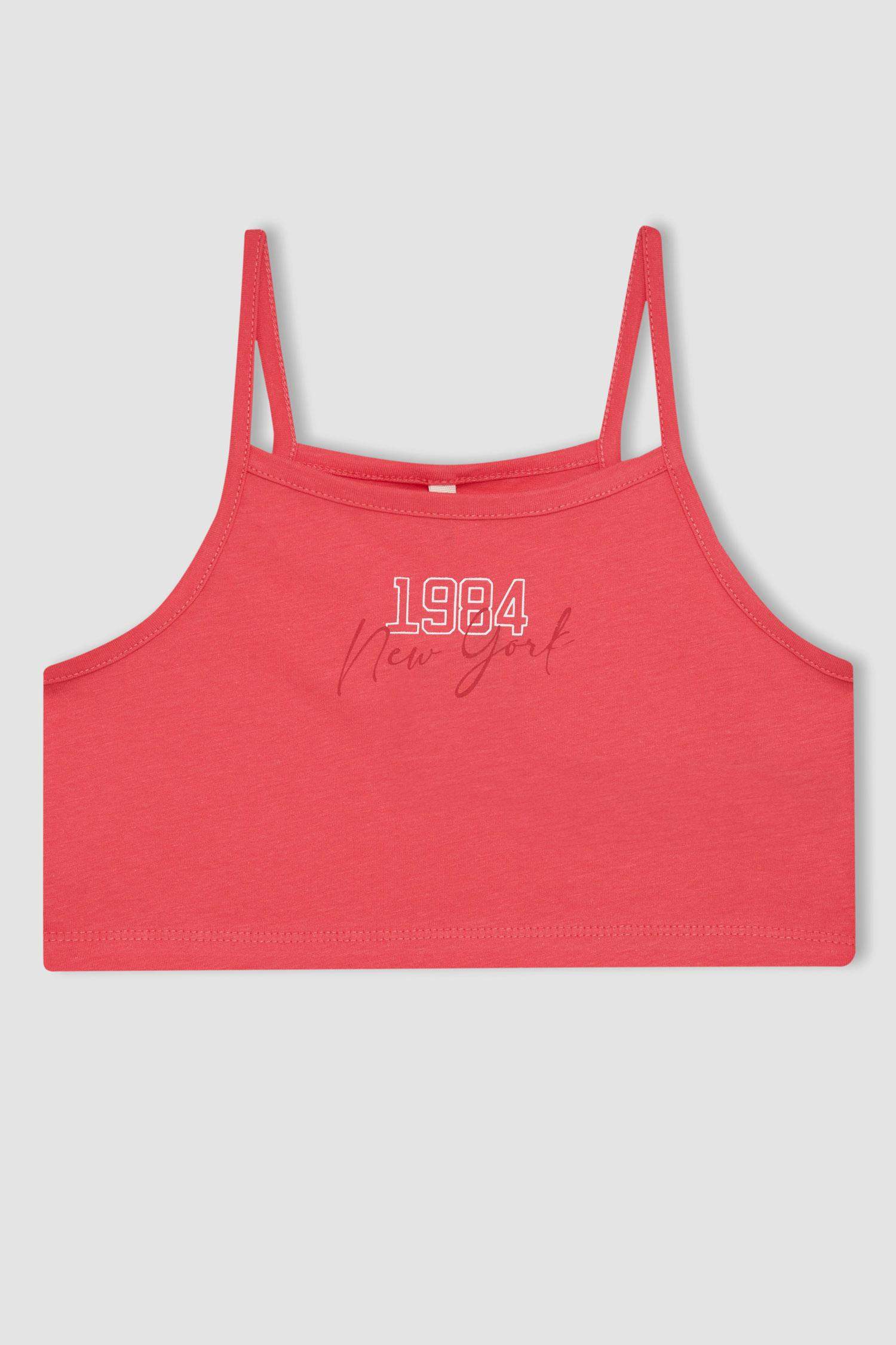 Kız Çocuk 2'li Takım Baskılı İnce Askılı Atlet Şort