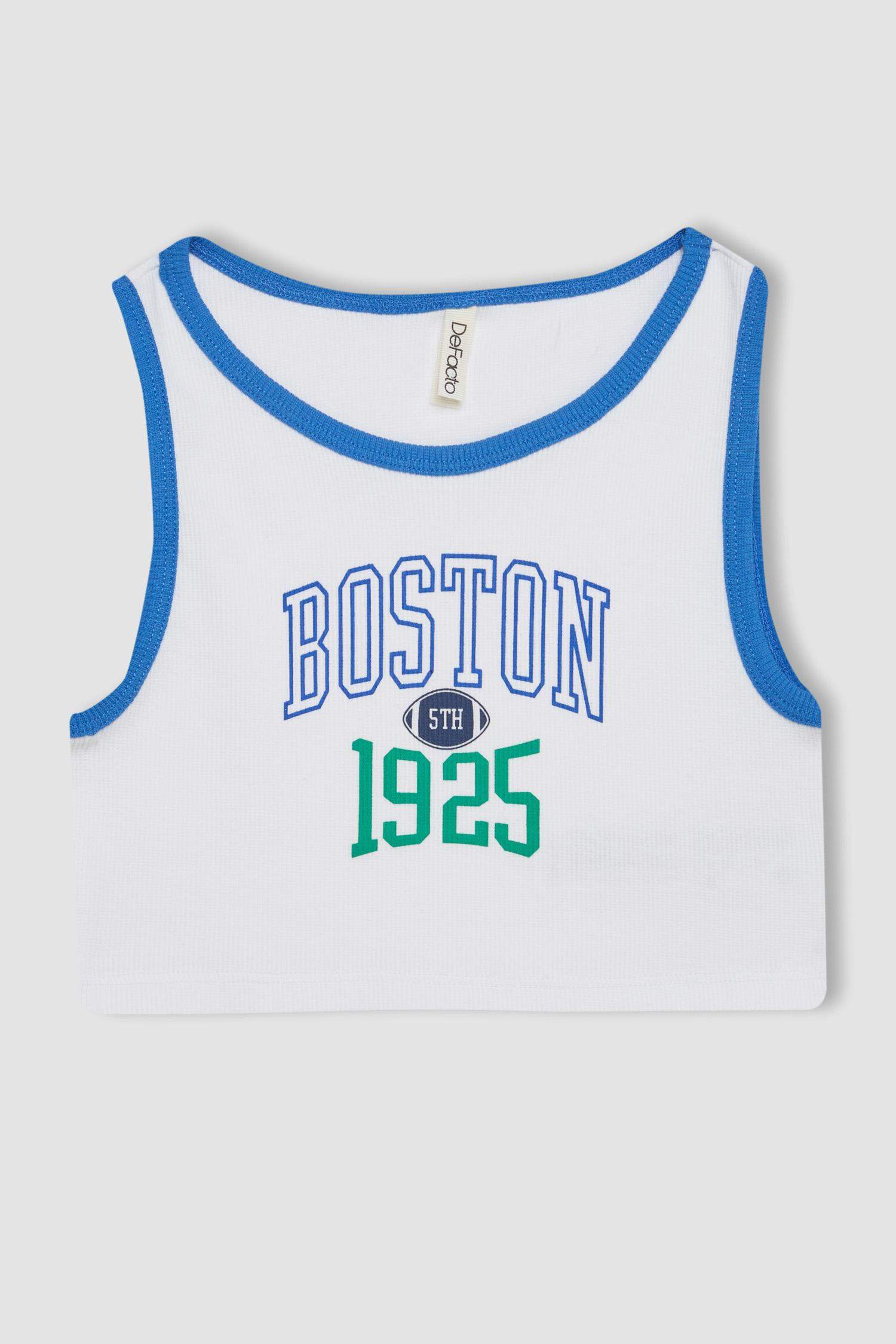 Kız Çocuk 2'li Takım Fitilli Kaşkorse Baskılı Atlet Şort