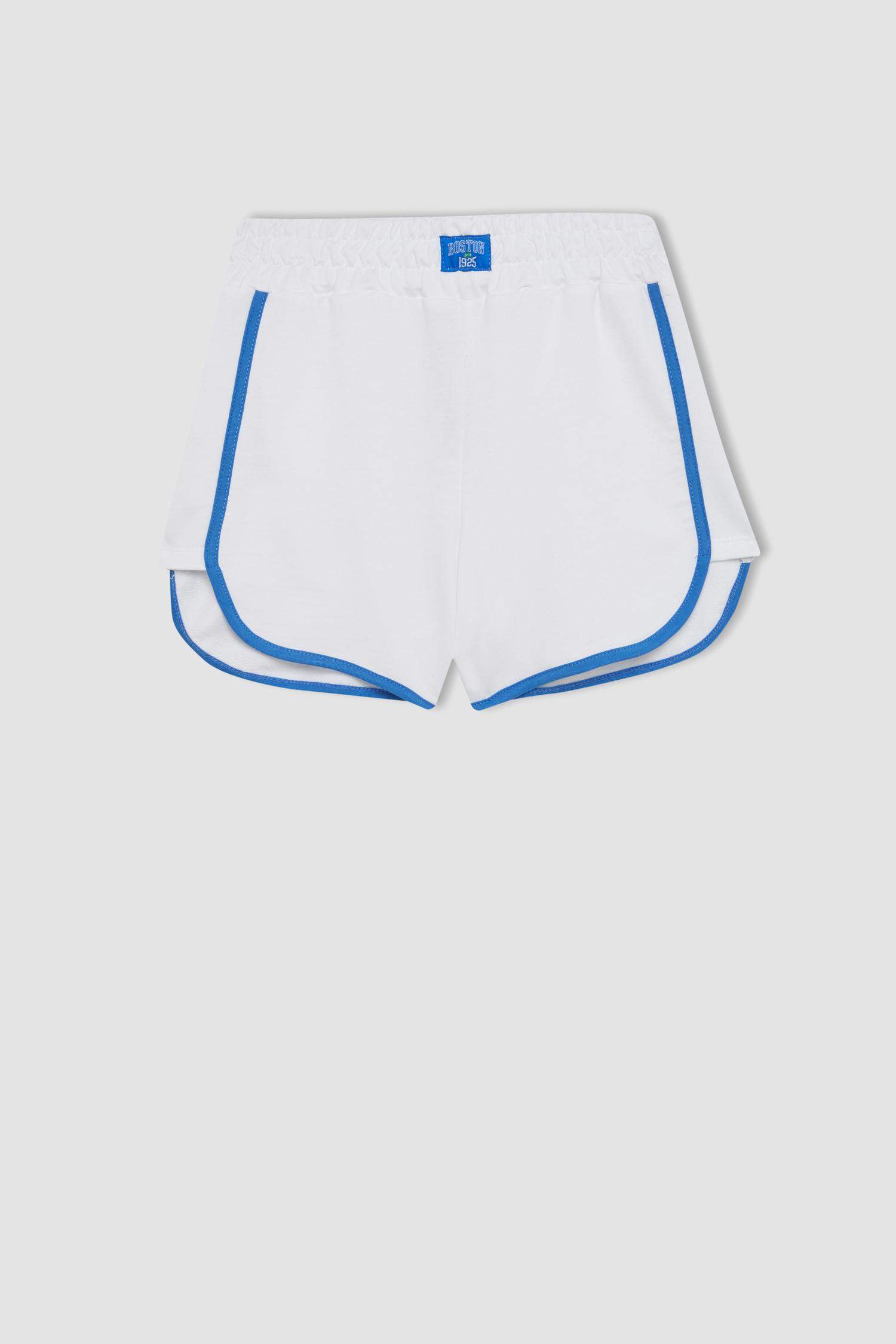 Kız Çocuk 2'li Takım Fitilli Kaşkorse Baskılı Atlet Şort