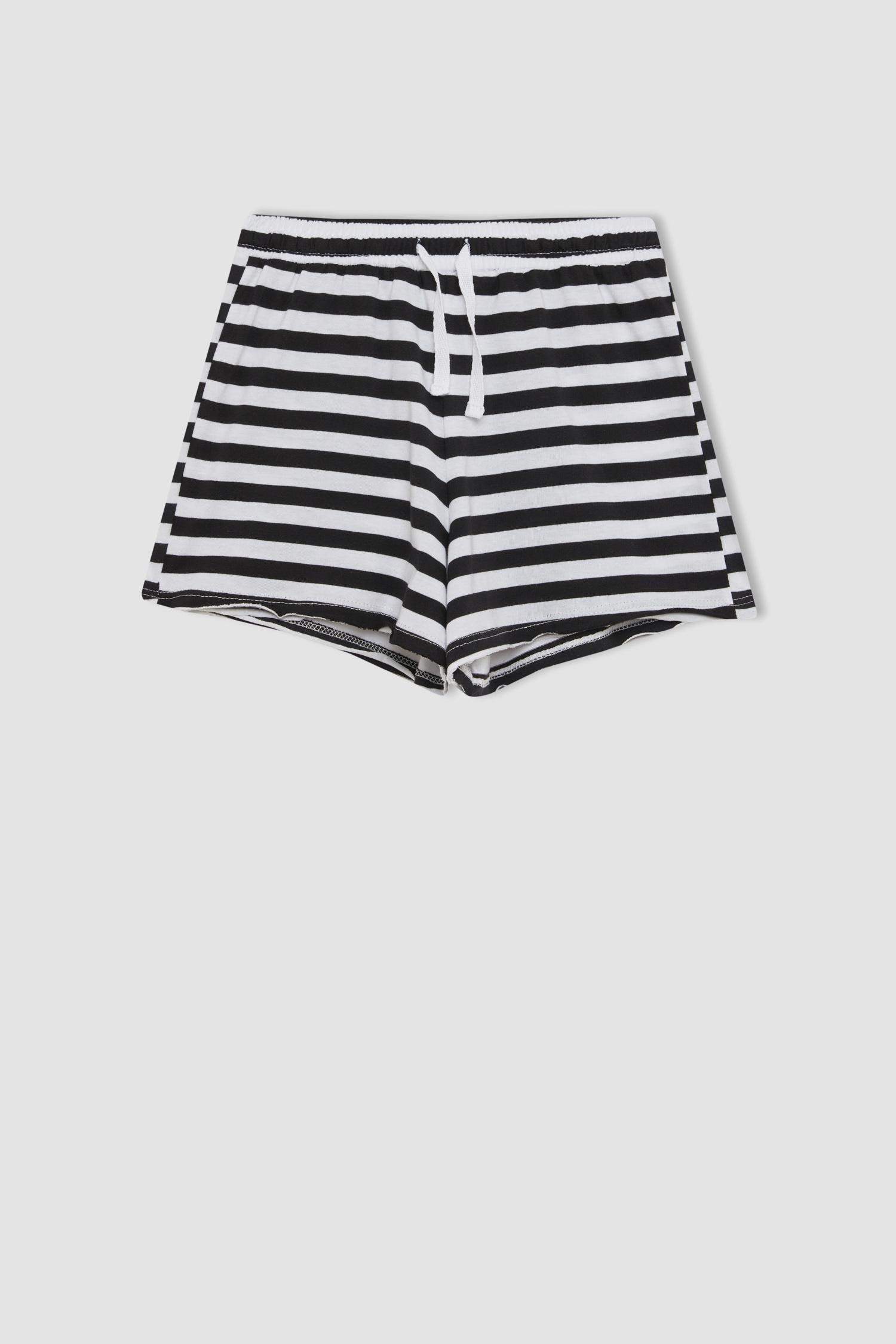 Kız Çocuk 2'li Takım Çizgili Askılı Atlet Beli Lastikli Şort