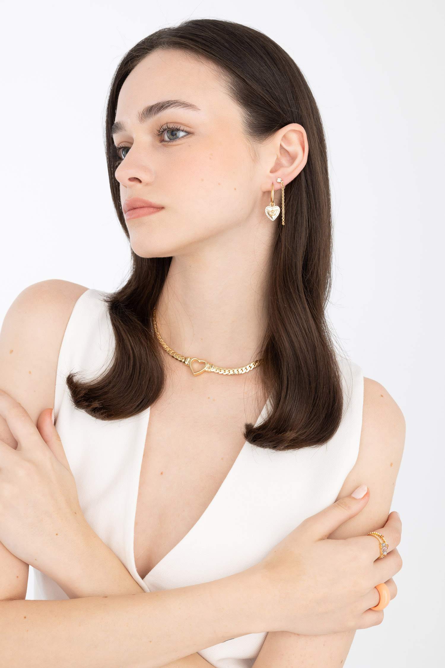 سلسلة نسائية ذهبي على شكل قلب