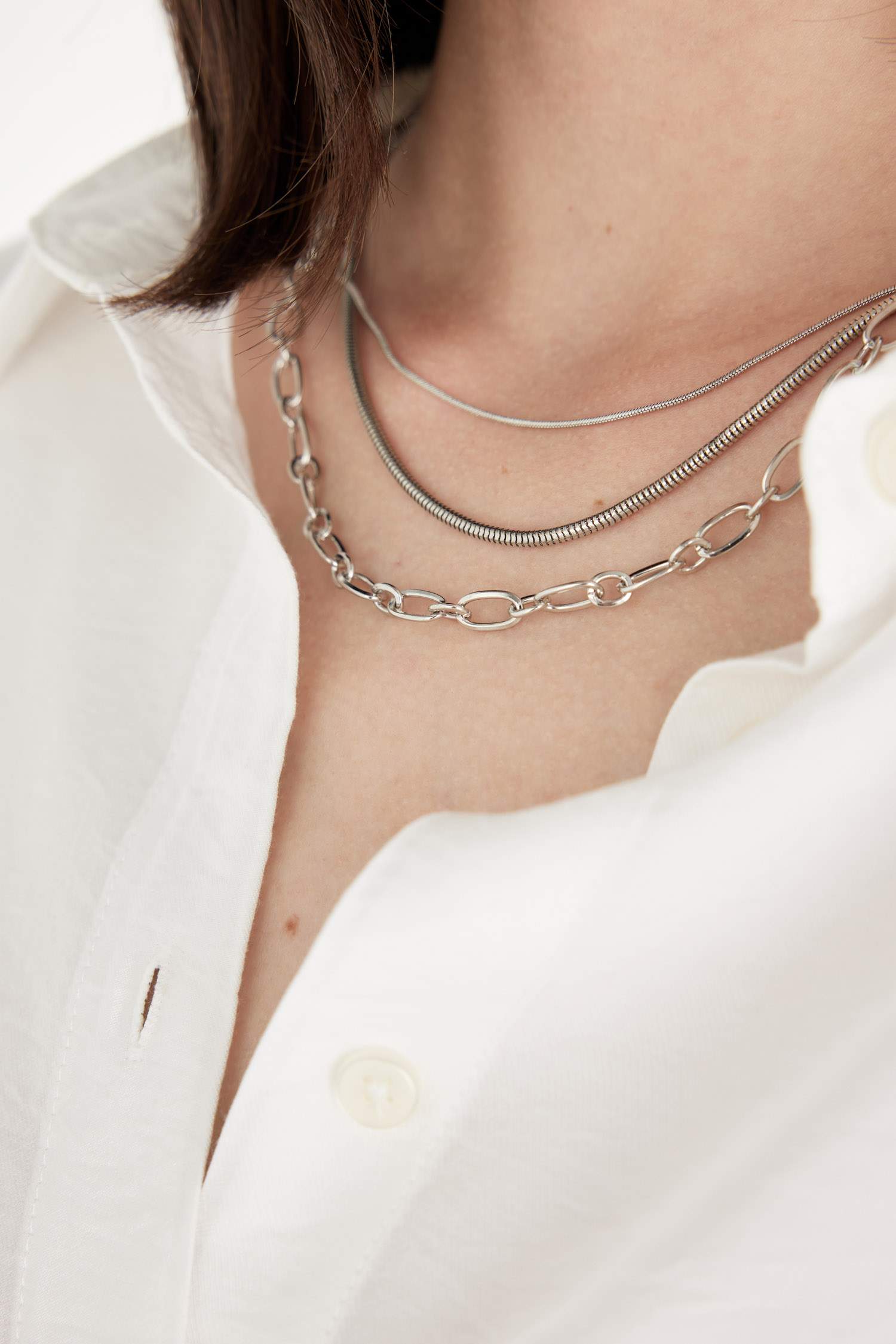 Collier argenté 3 pièces pour femme