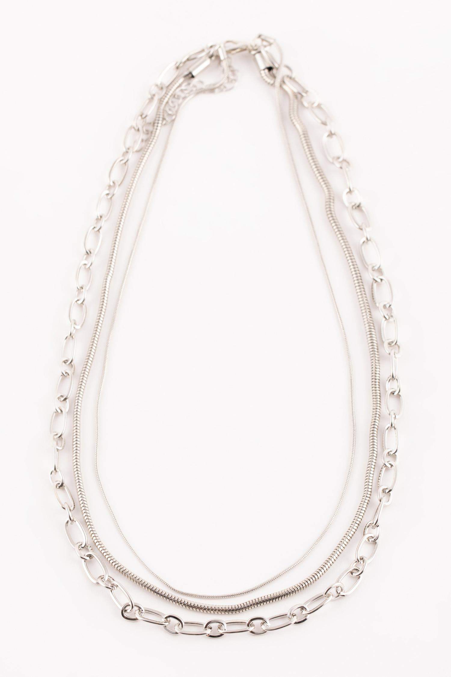 Collier argenté 3 pièces pour femme