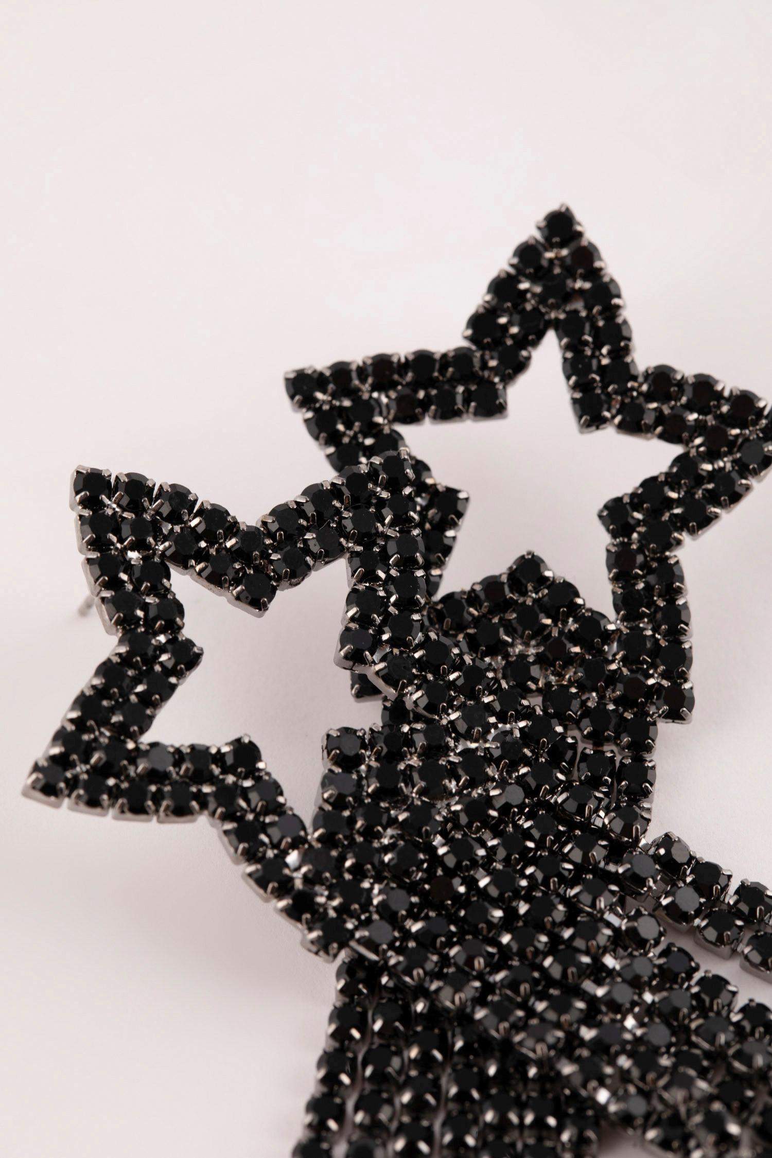 Boucles d'oreilles étoiles noires pour femme