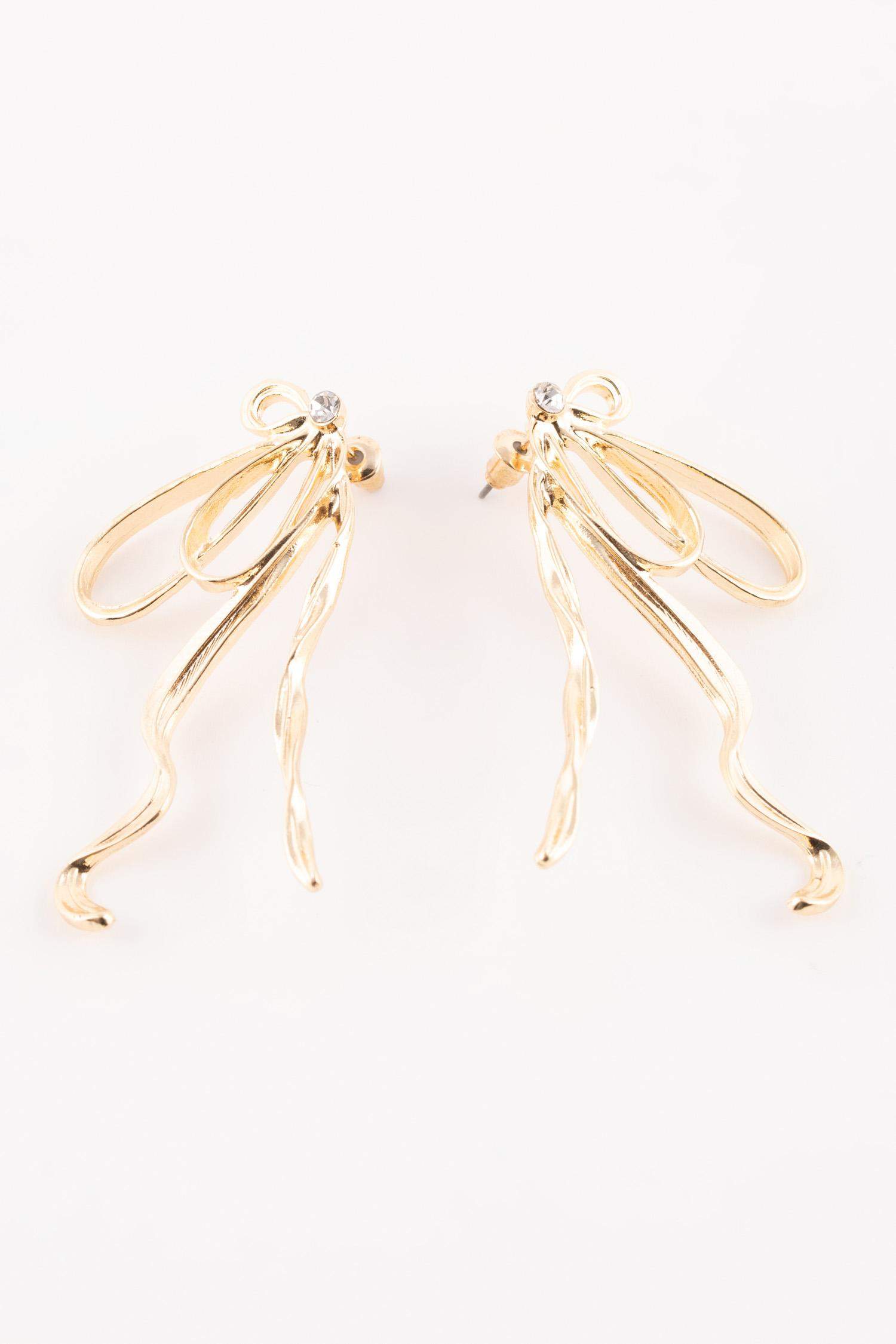 Boucles d'oreilles nœud doré pour femme