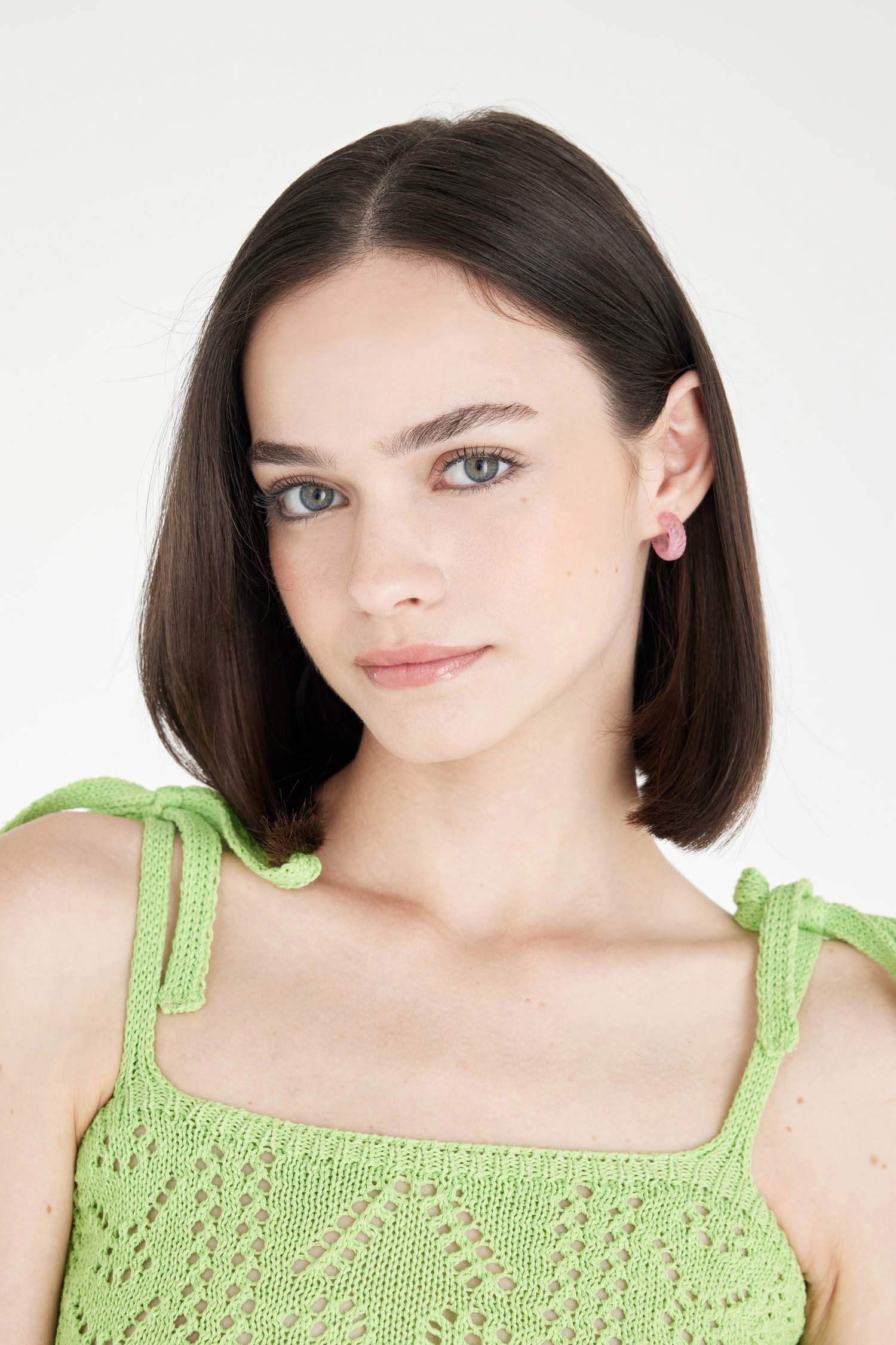 Woman 6 Piece Pink Gold Earring