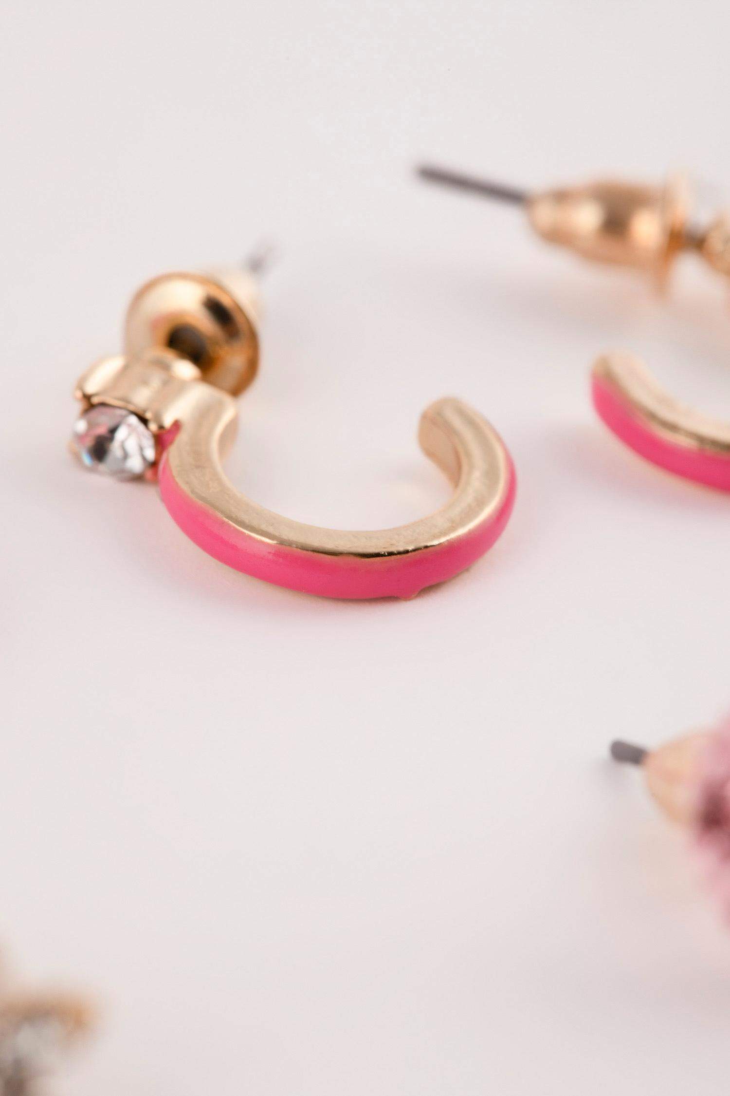 Woman 6 Piece Pink Gold Earring