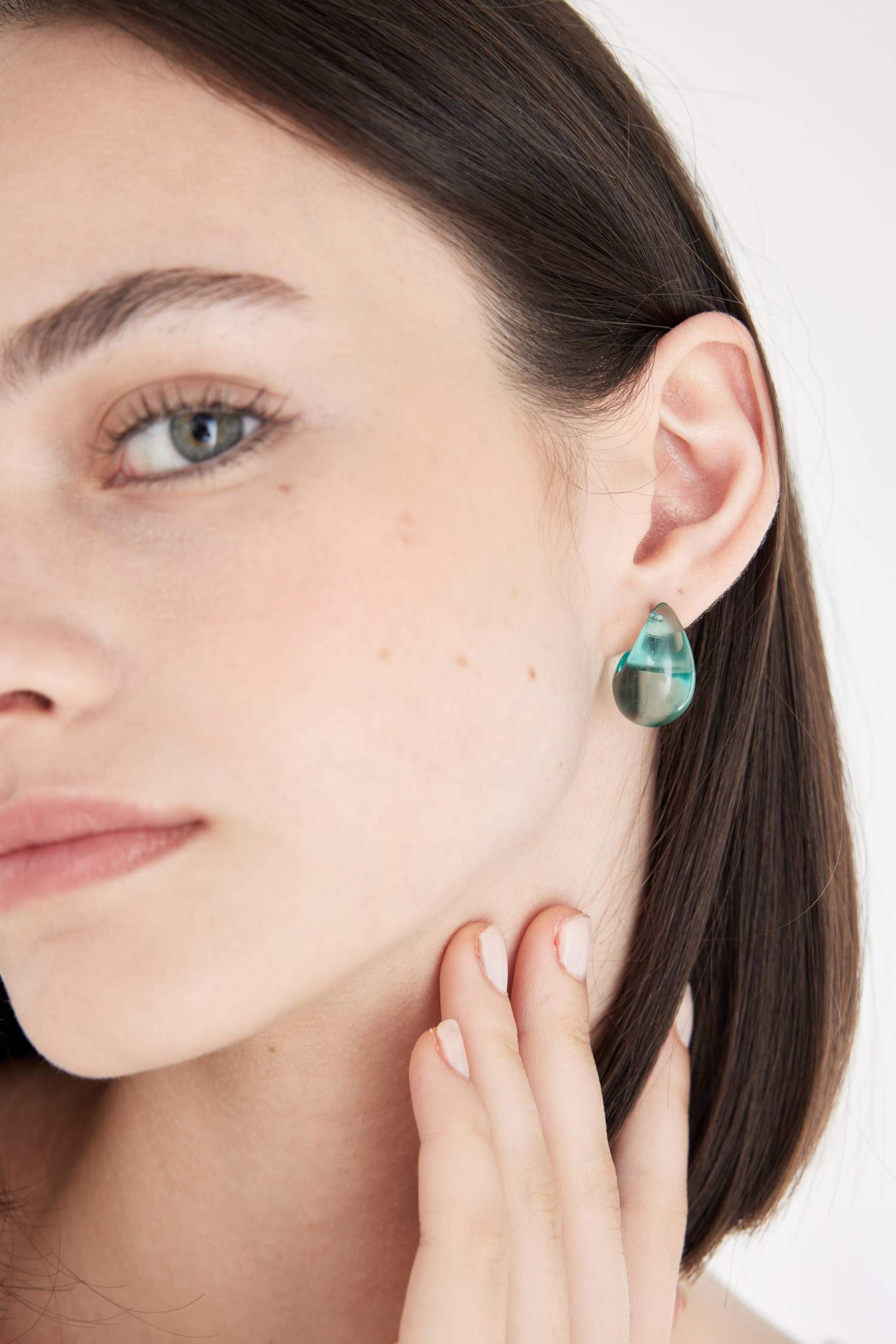 Boucles d'oreilles vert eau pour femme