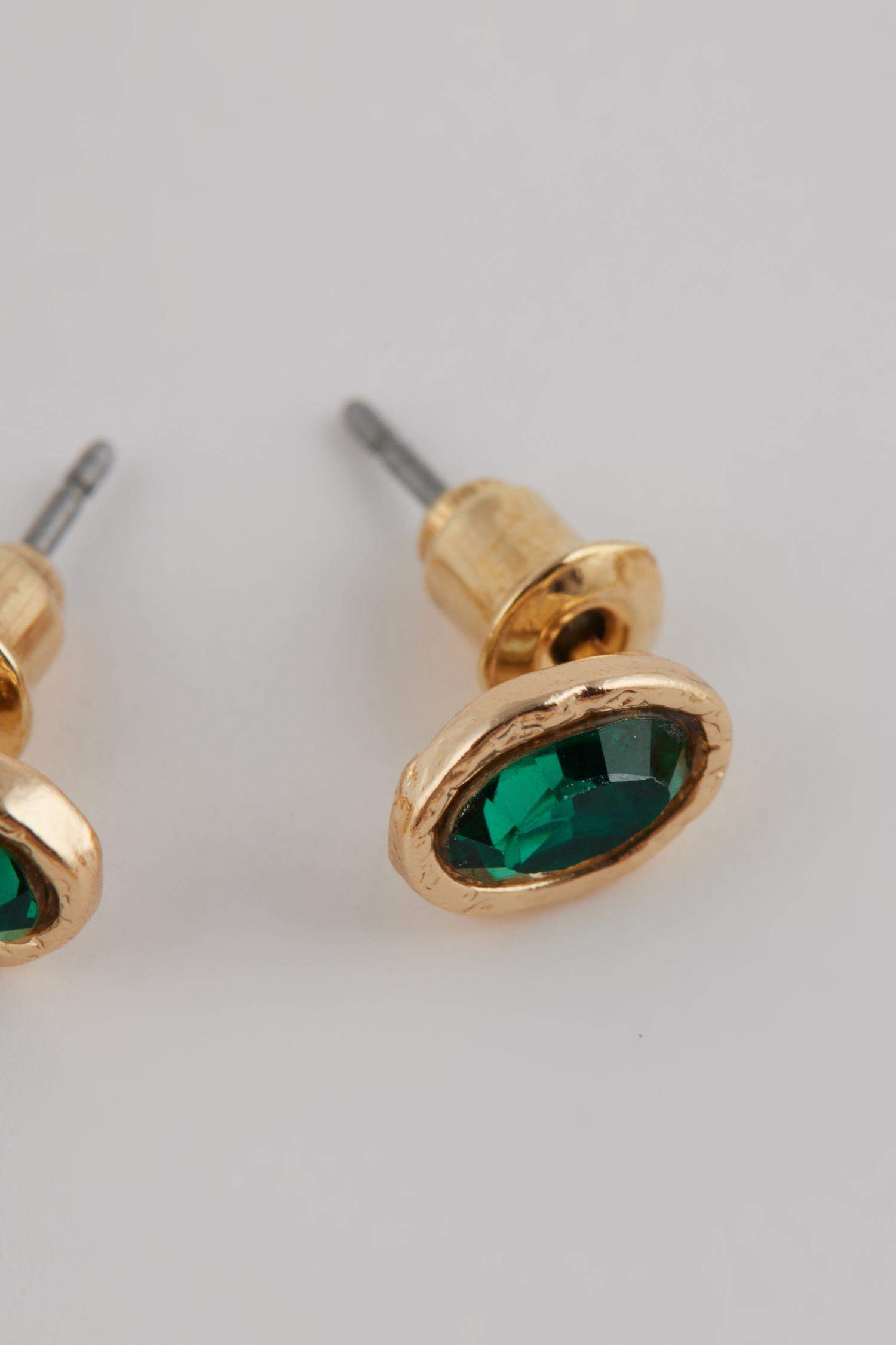 حلق حريمي ذهبي بحجر ملون - 6 قطع