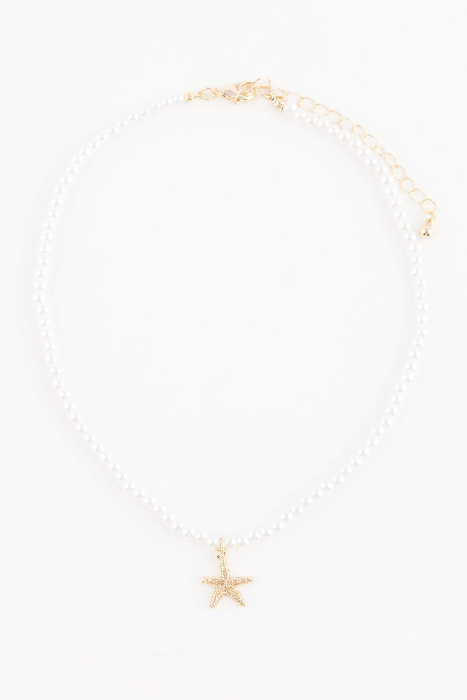 Woman 3 Piece Starfish and Pearl Gold Necklace