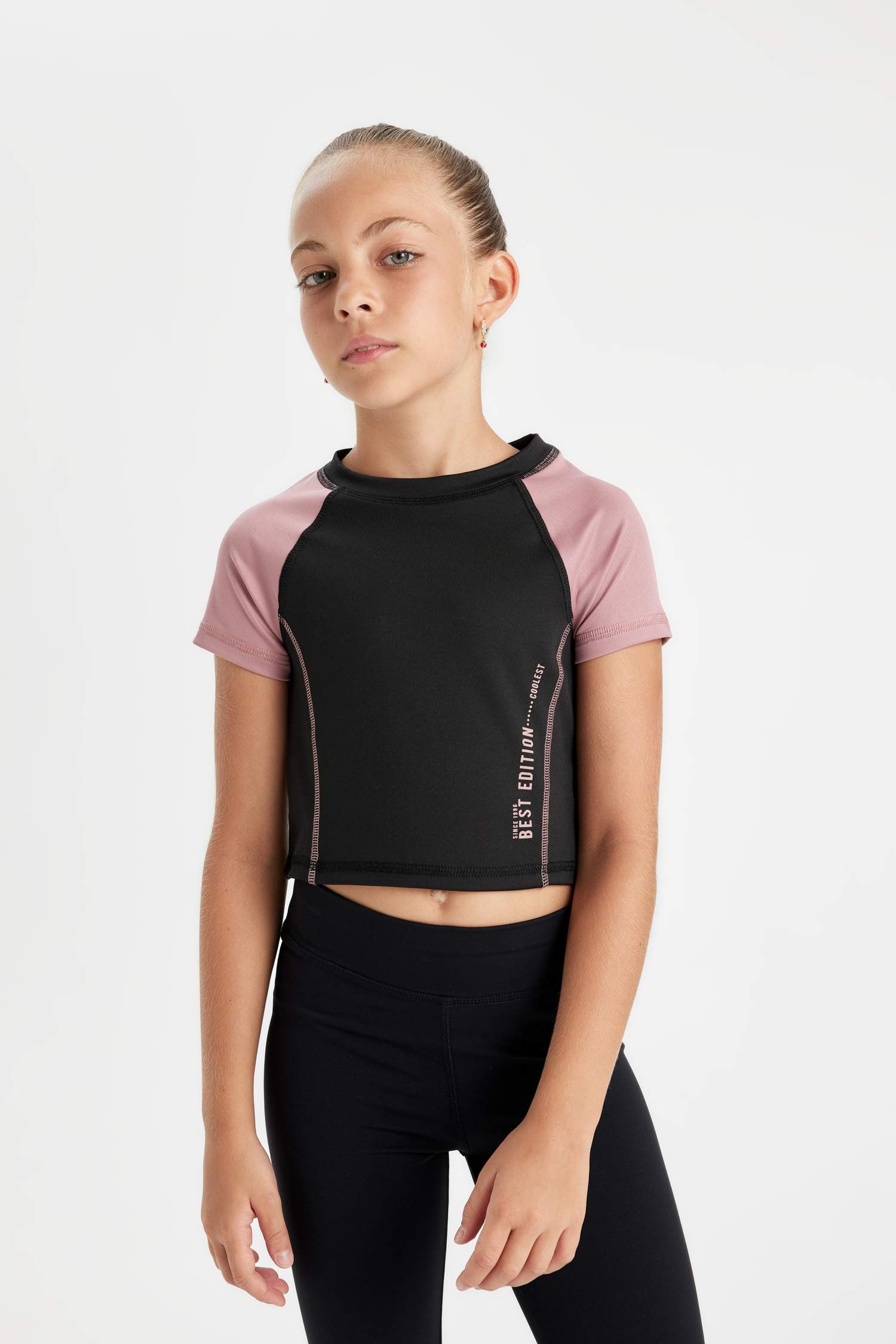 Girl Slim Fit Printed Short Sleeve T-Shirt