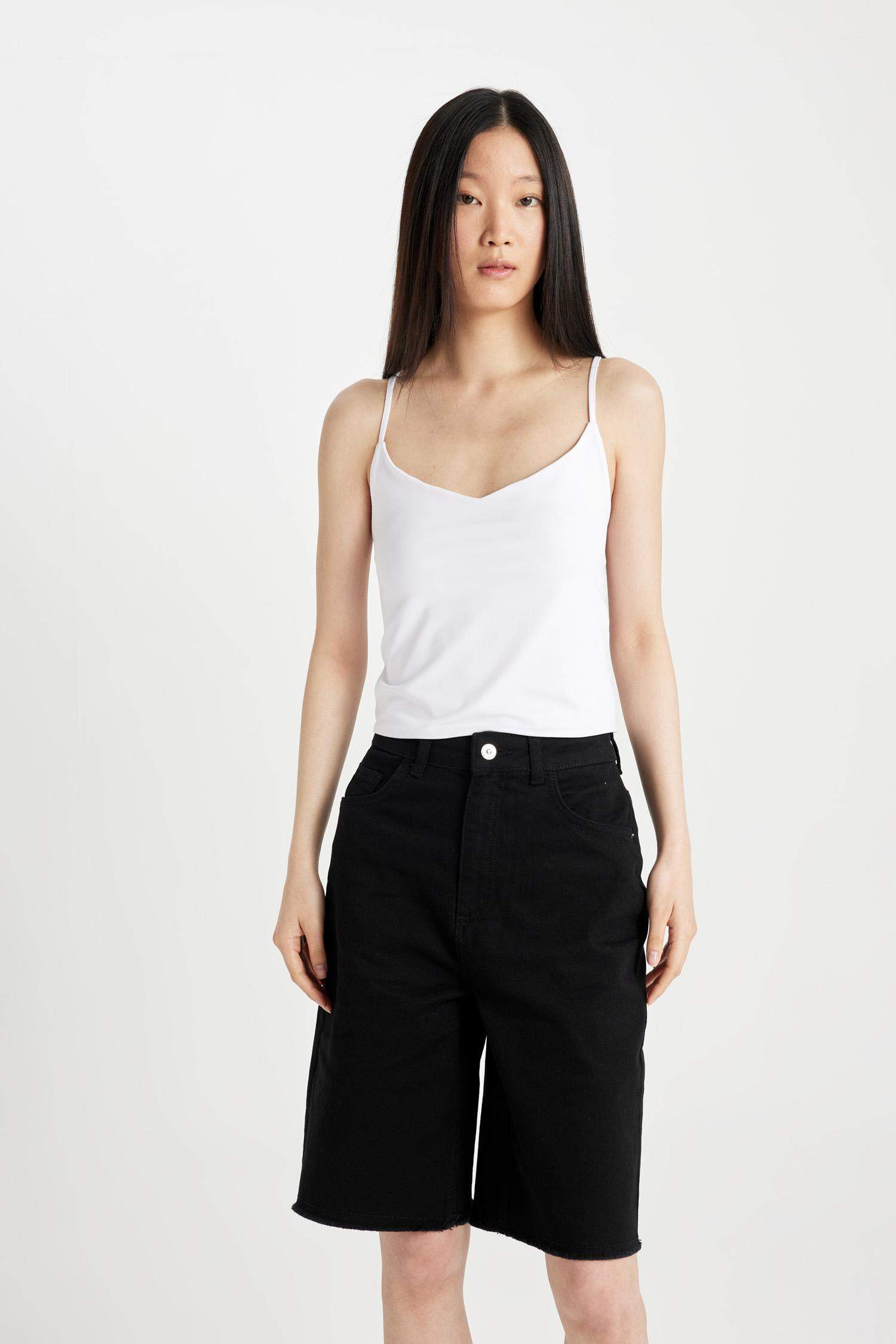 كابري جبردين قصير بخصر عالي