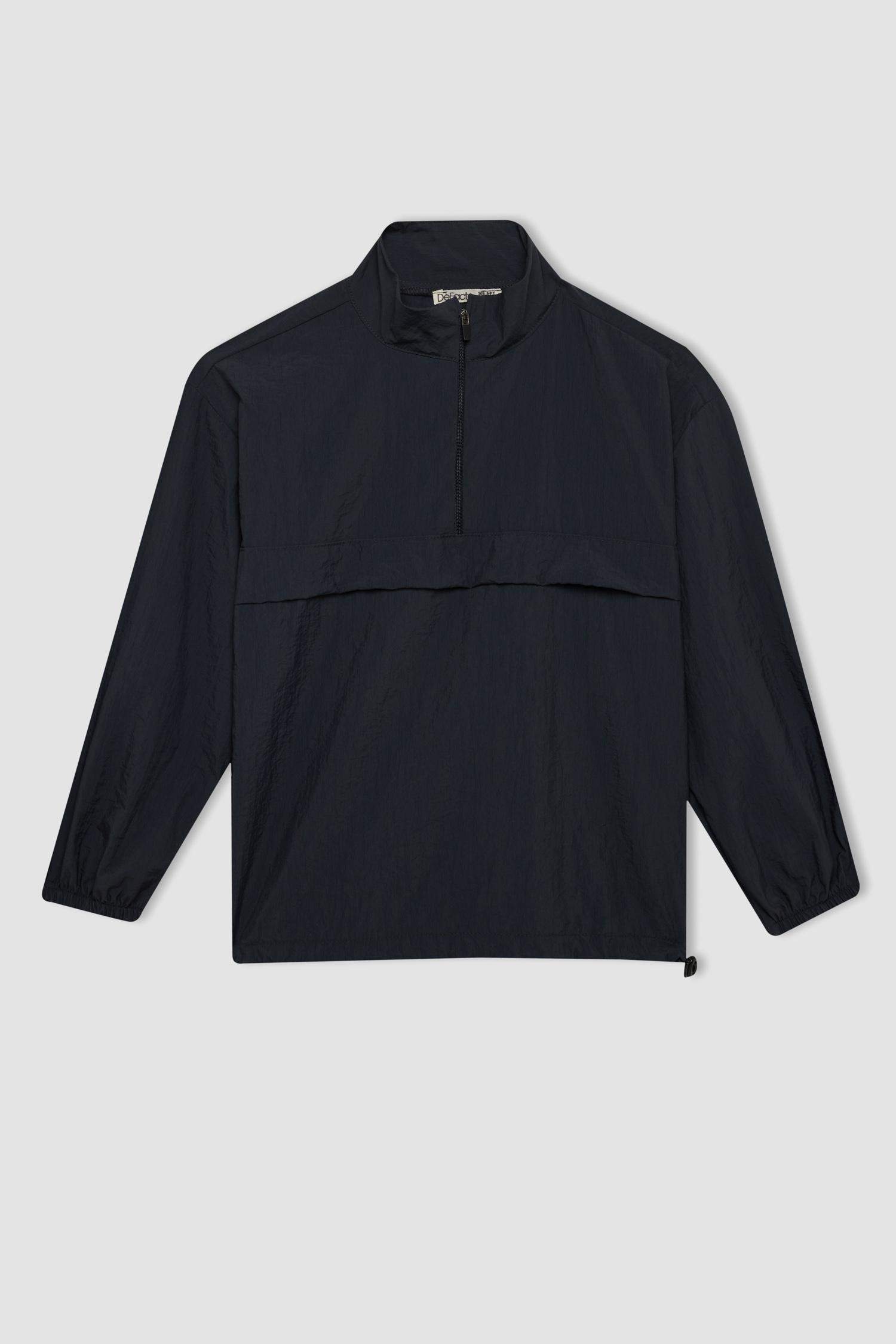 Erkek Çocuk Oversize Geniş Kalıp Fermuarlı Yaka Paraşüt Uzun Kollu Gömlek