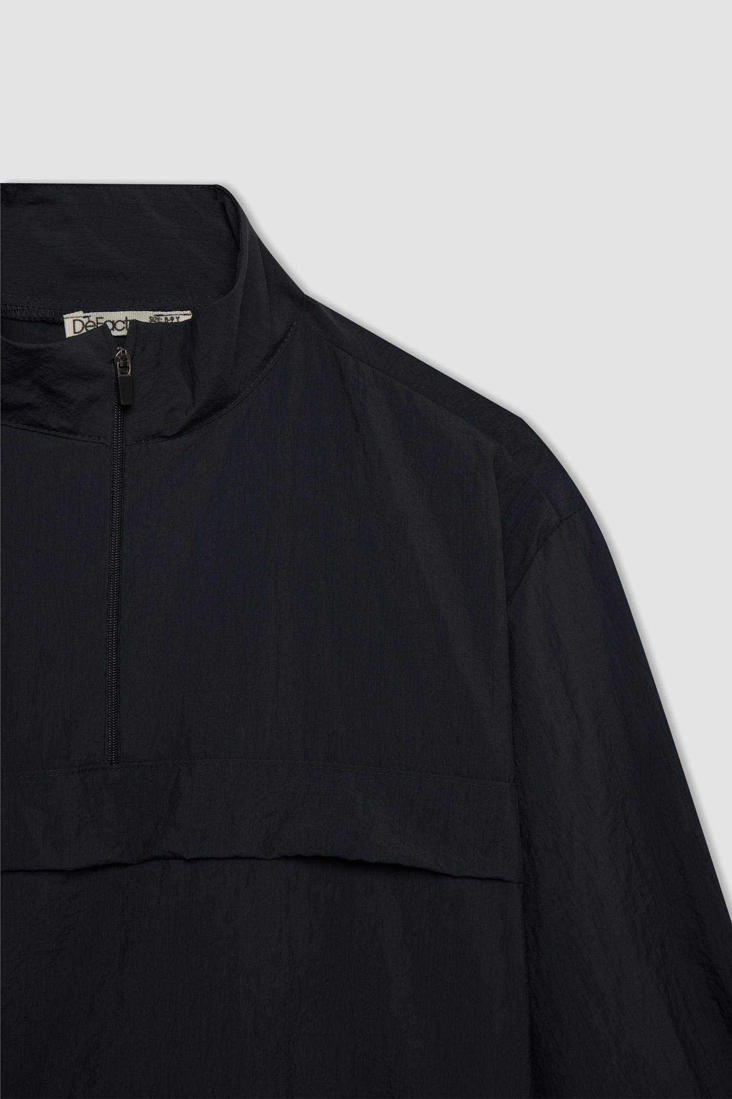 Erkek Çocuk Oversize Geniş Kalıp Fermuarlı Yaka Paraşüt Uzun Kollu Gömlek