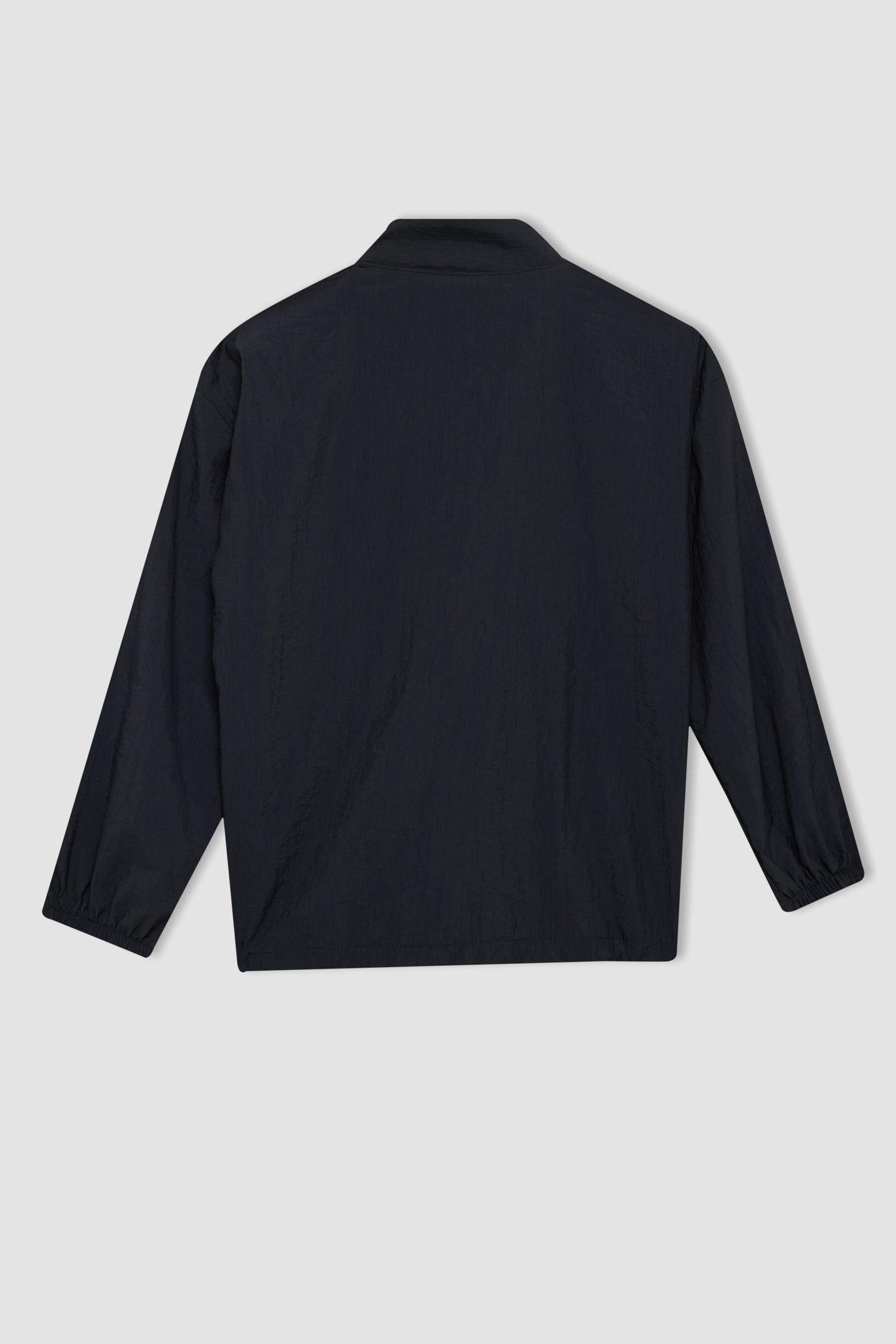 Erkek Çocuk Oversize Geniş Kalıp Fermuarlı Yaka Paraşüt Uzun Kollu Gömlek