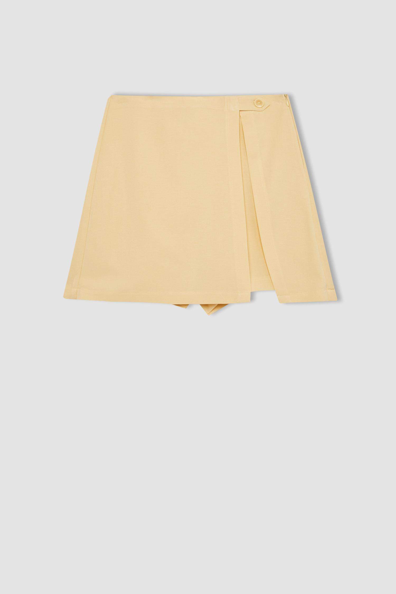 Regular Fit Linen Blended High Waist Shorts