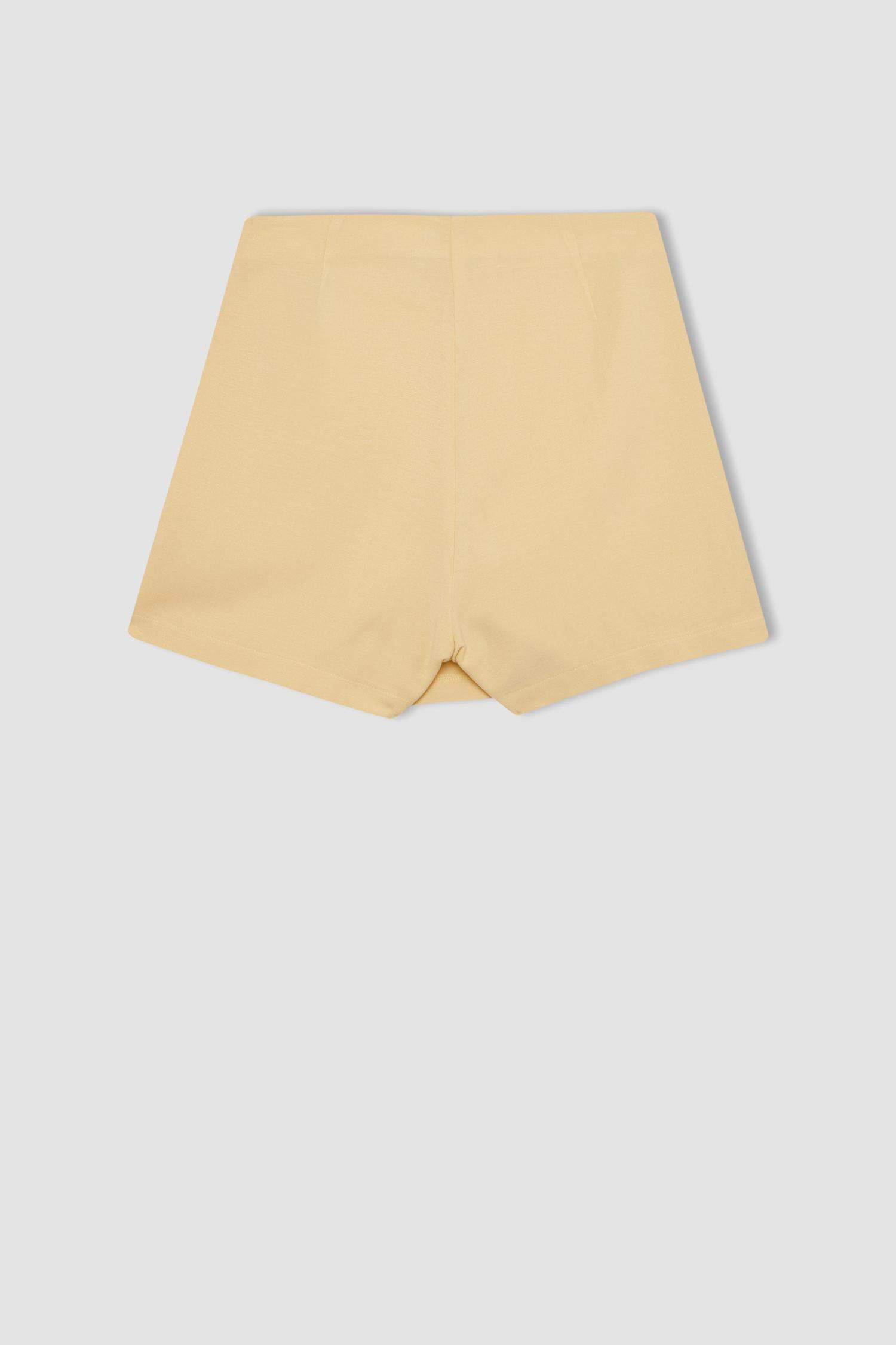 Regular Fit Linen Blended High Waist Shorts
