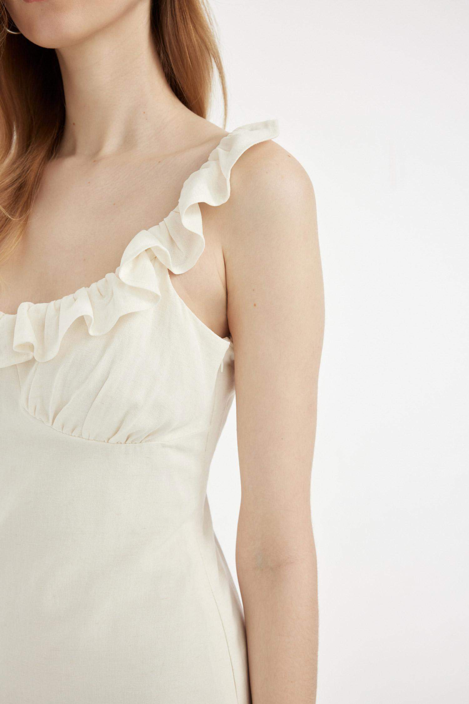 A-Line Linen Strap Maxi Dress