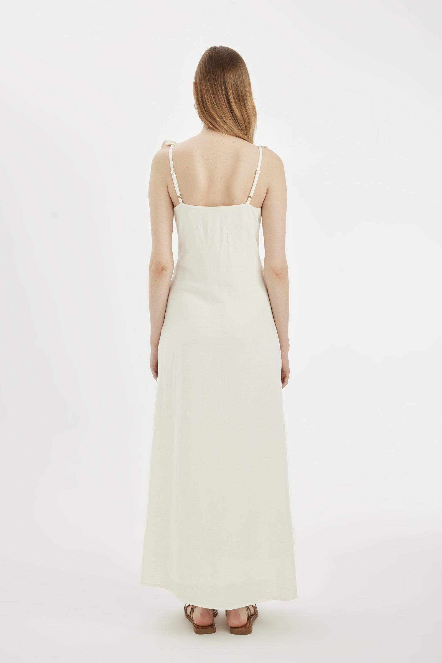A-Line Linen Strap Maxi Dress