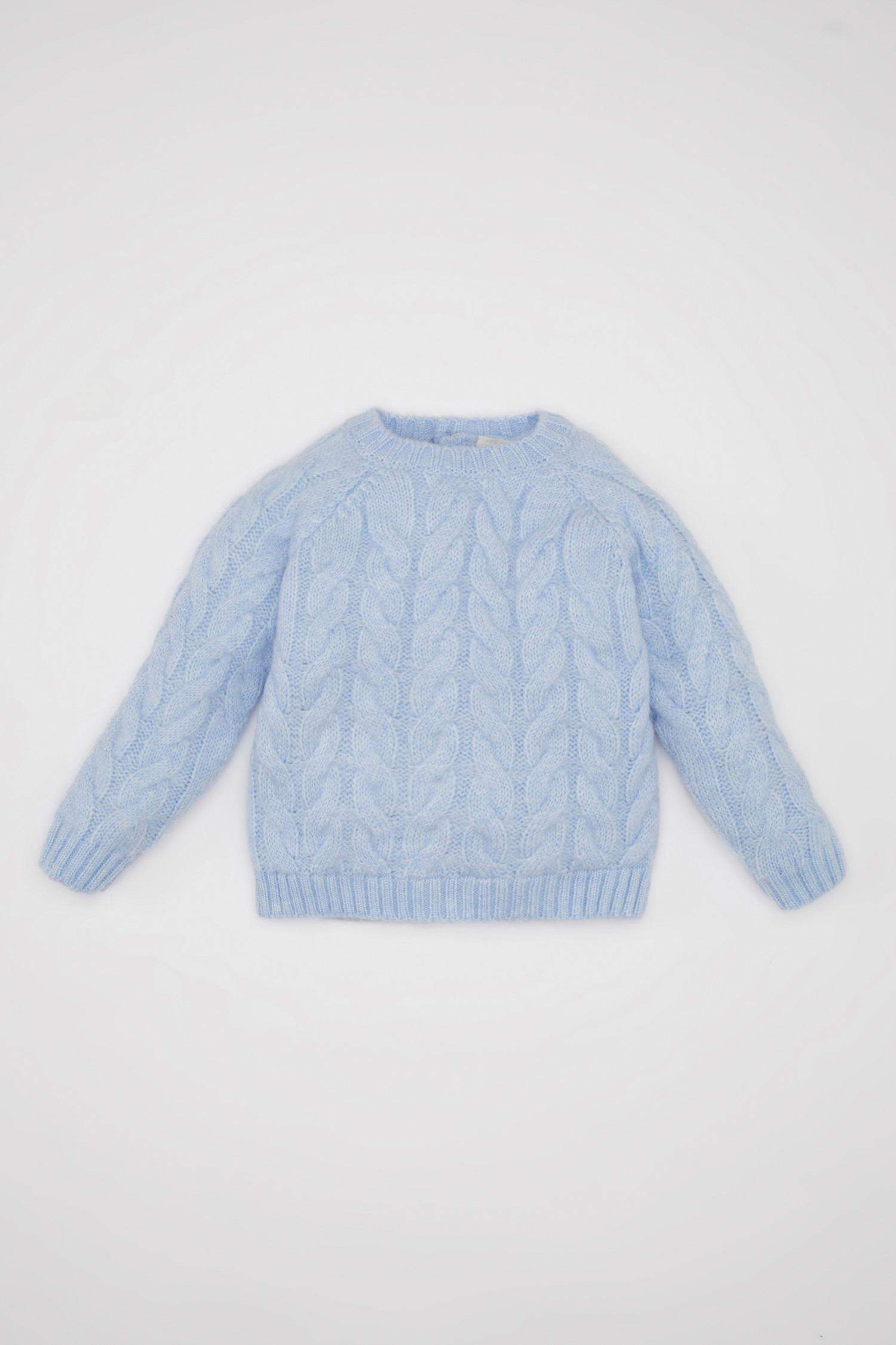 بلوفر بناتي قصة عادية برقبة مستديرة