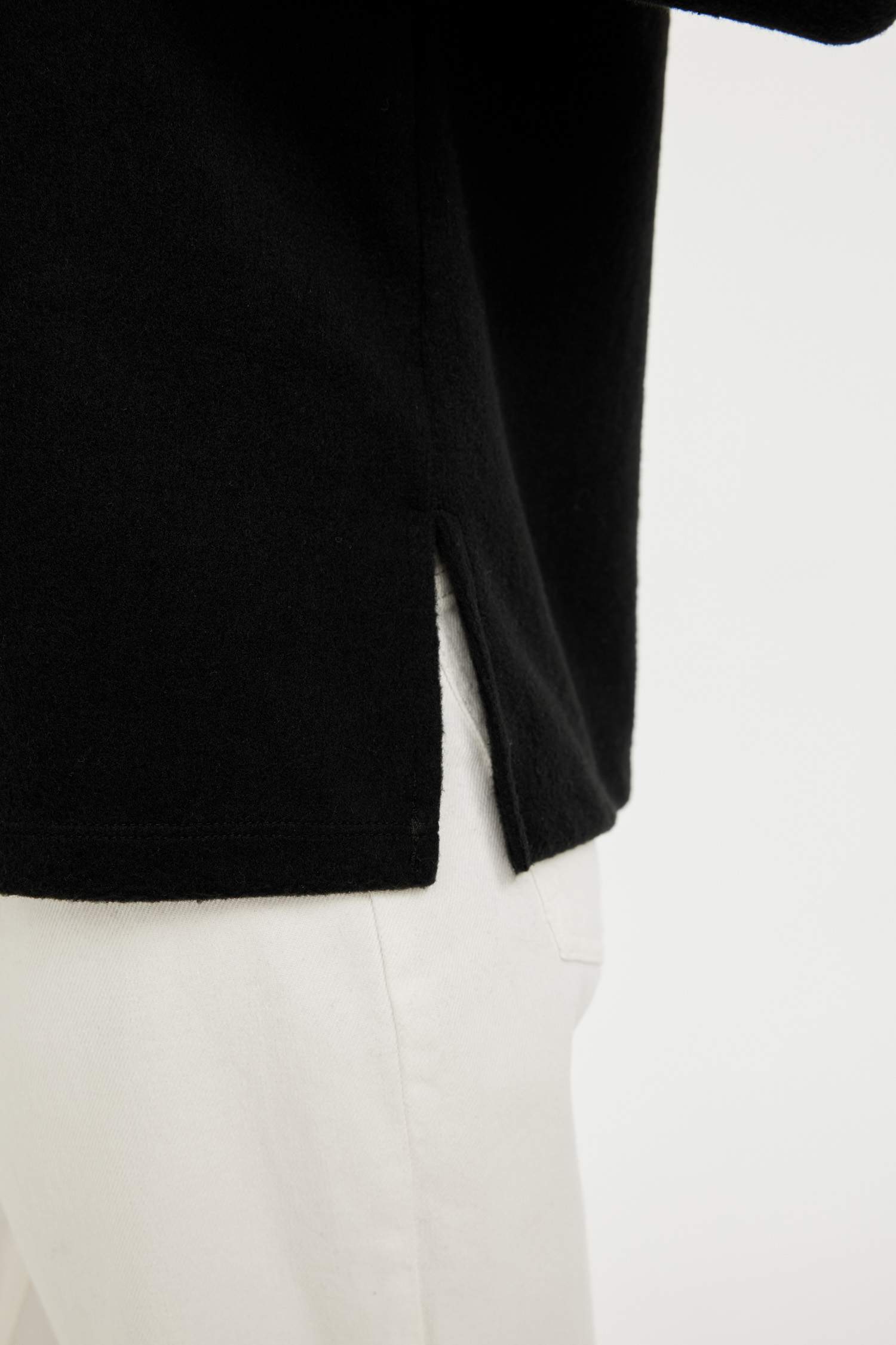 Regular Fit Bisiklet Yaka Selanik Kumaş Basic Düz Uzun Kollu Tişört