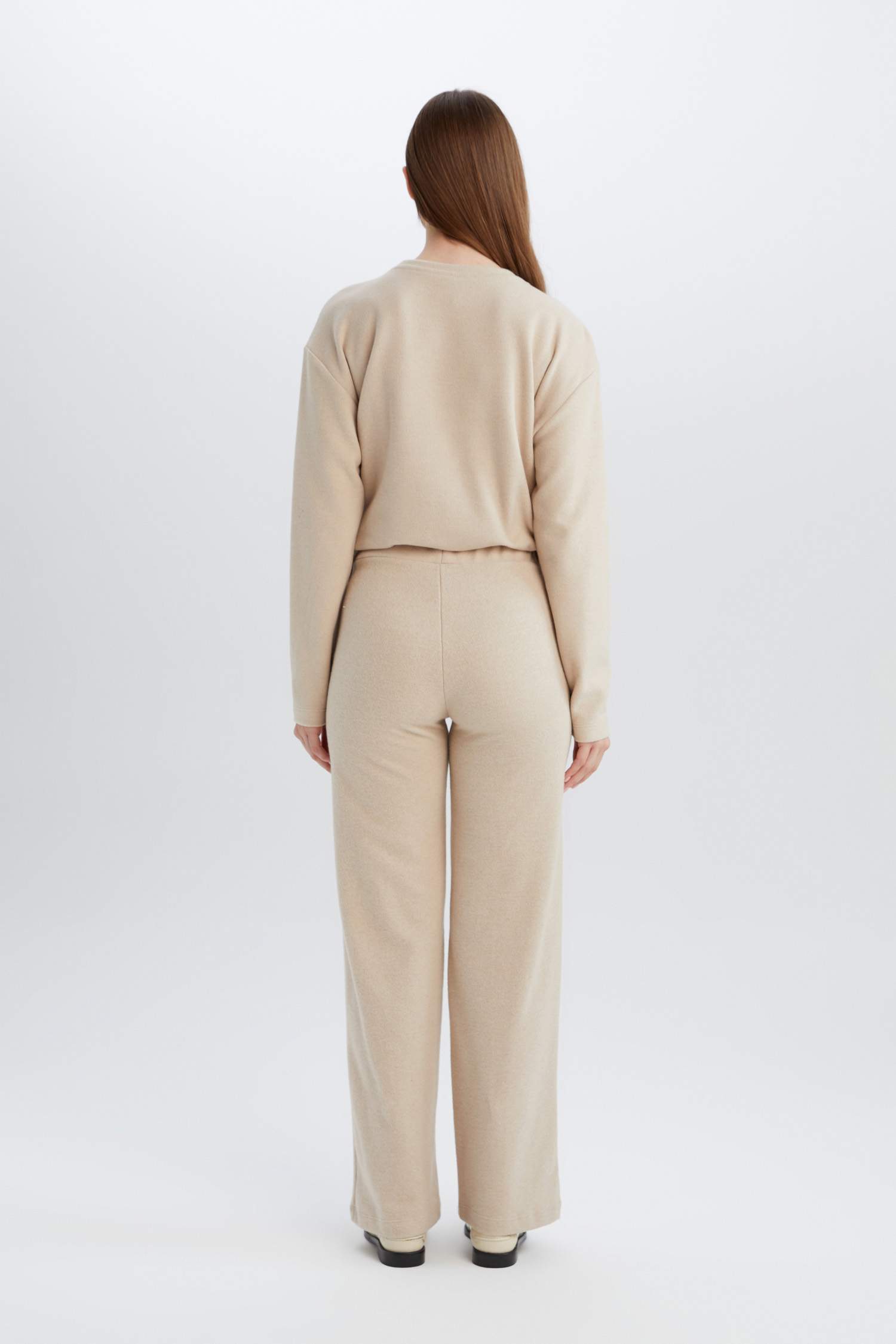 Triko Pantolon Wide Leg Geniş Bol Paça Selanik Kumaş Basic Düz