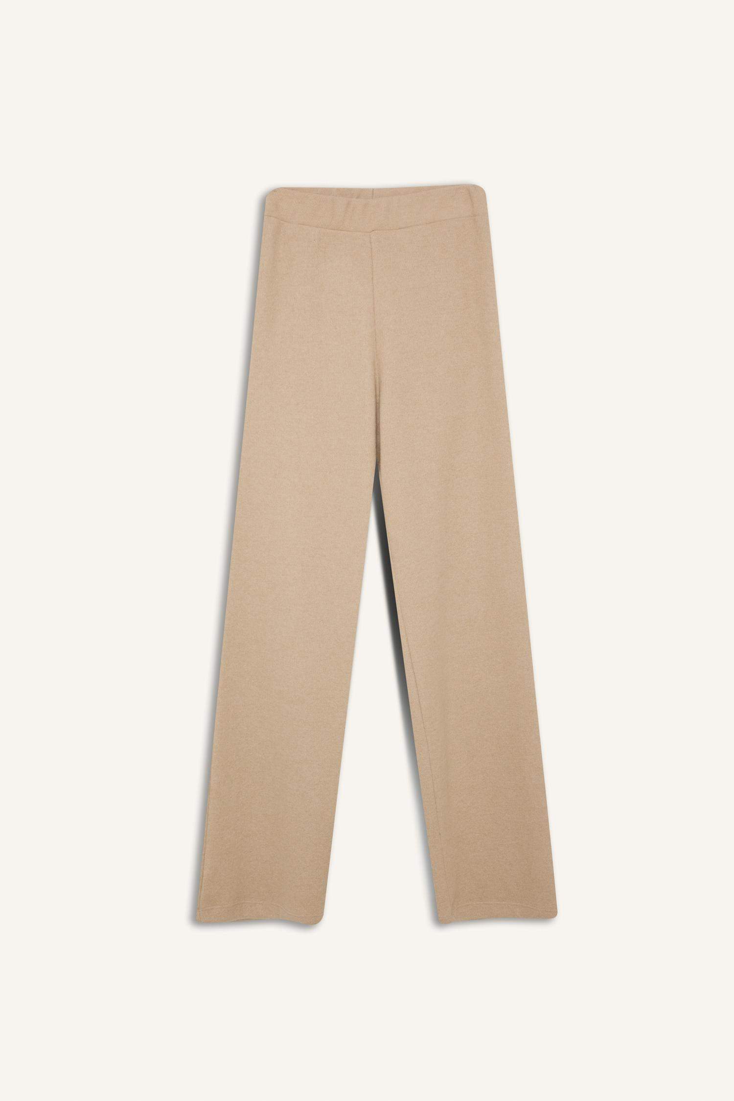 Triko Pantolon Wide Leg Geniş Bol Paça Selanik Kumaş Basic Düz