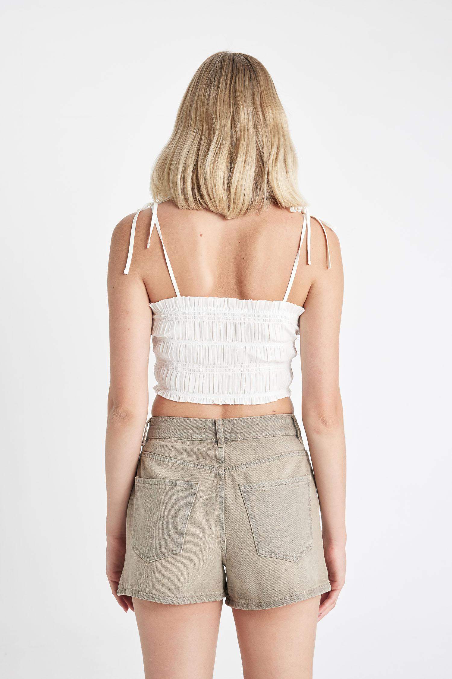 White Poplin Crop Blouse