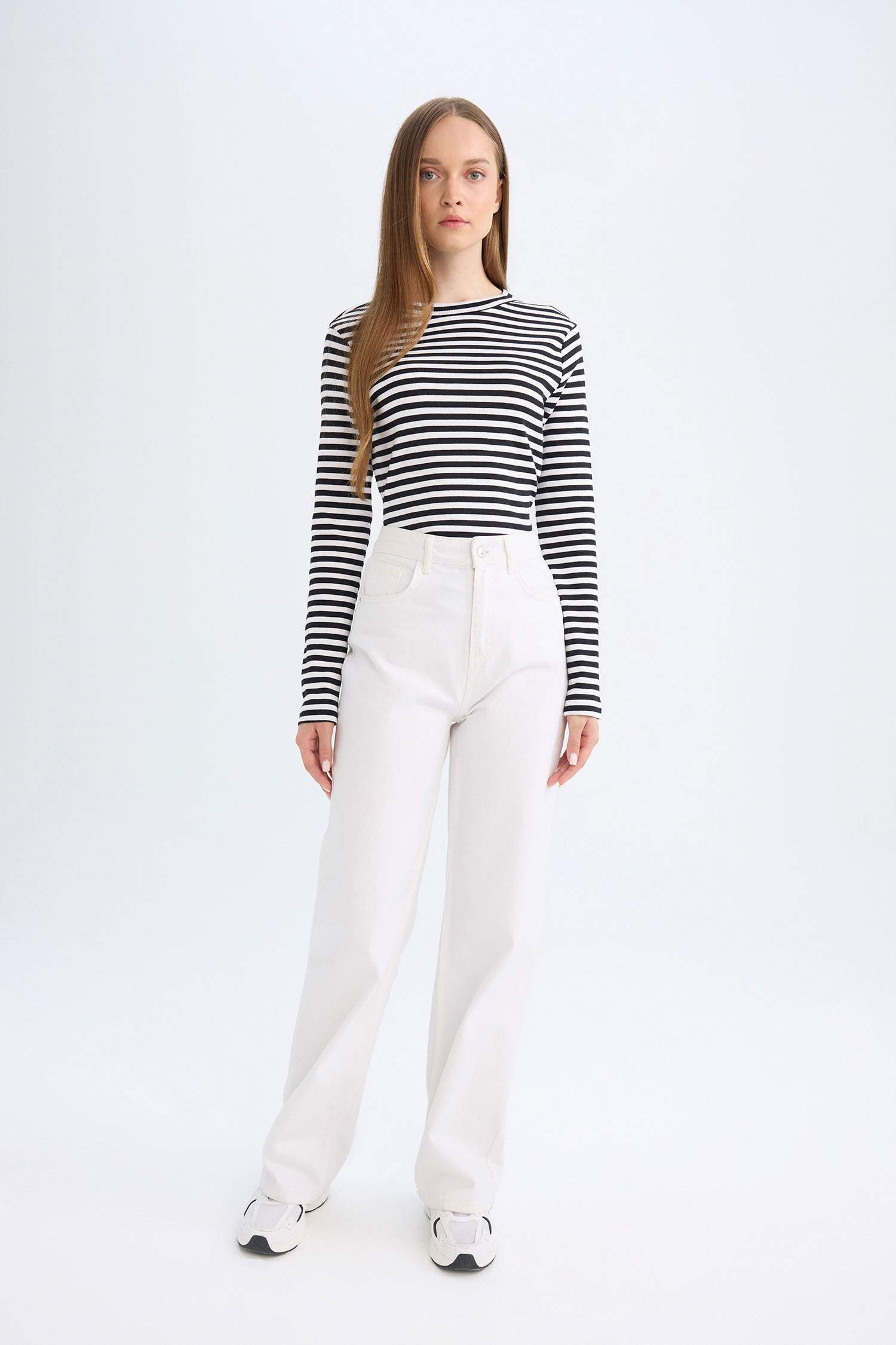 Regular Fit Striped Ribbed Camisole T-Shirt Tunic