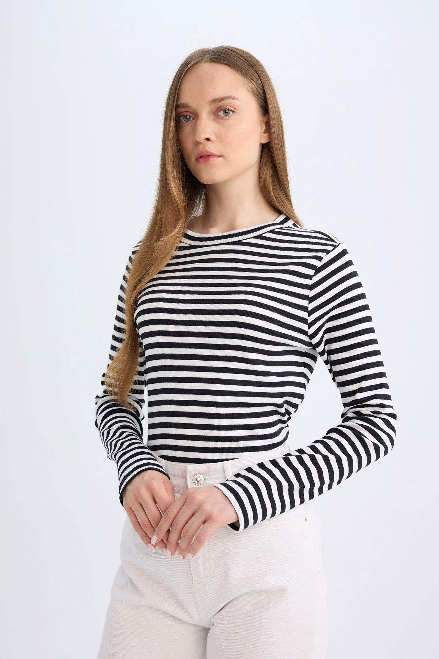Regular Fit Striped Ribbed Camisole T-Shirt Tunic