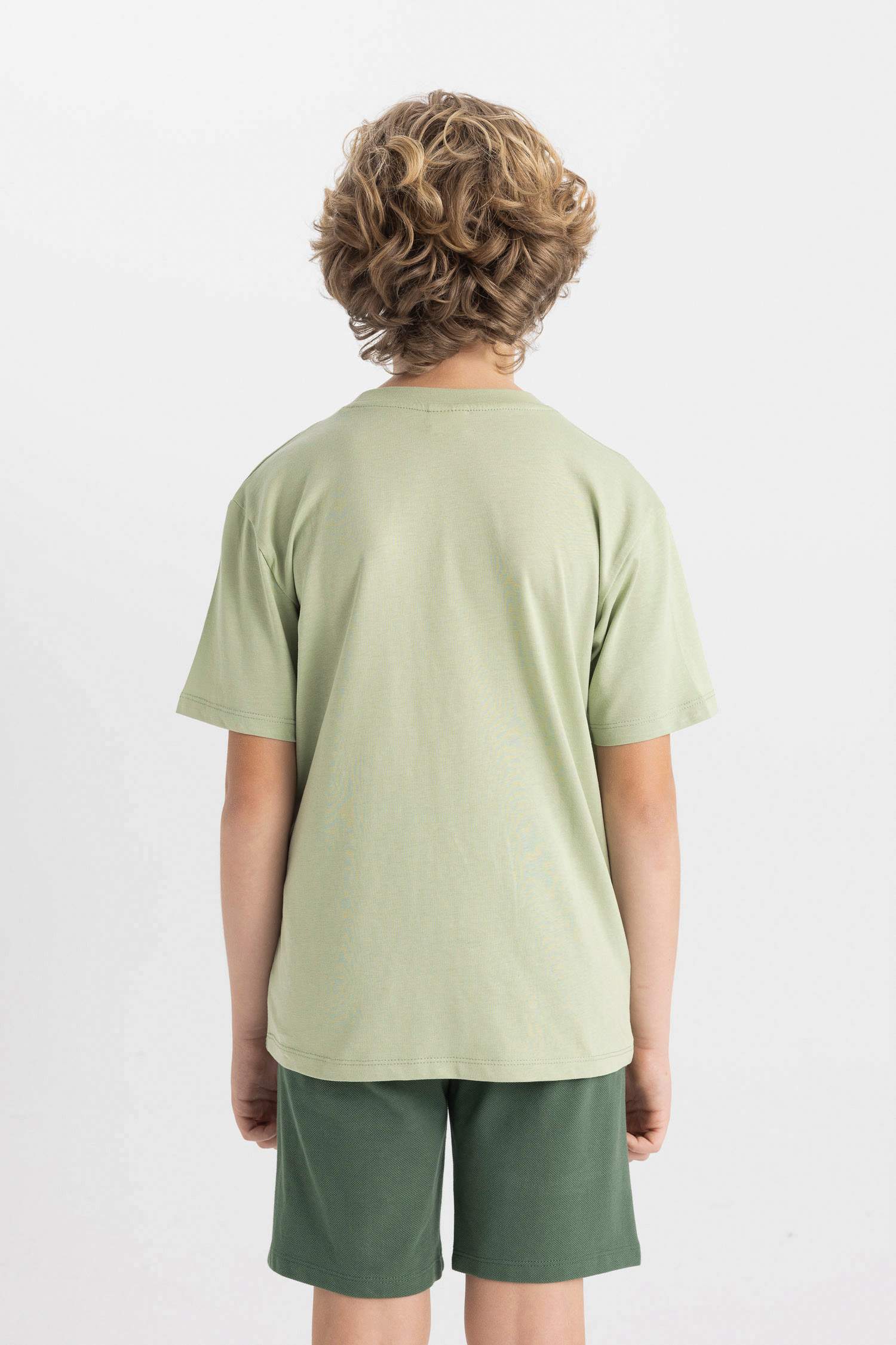 Erkek Çocuk Bisiklet Yaka Baskılı Kısa Kollu Tişört