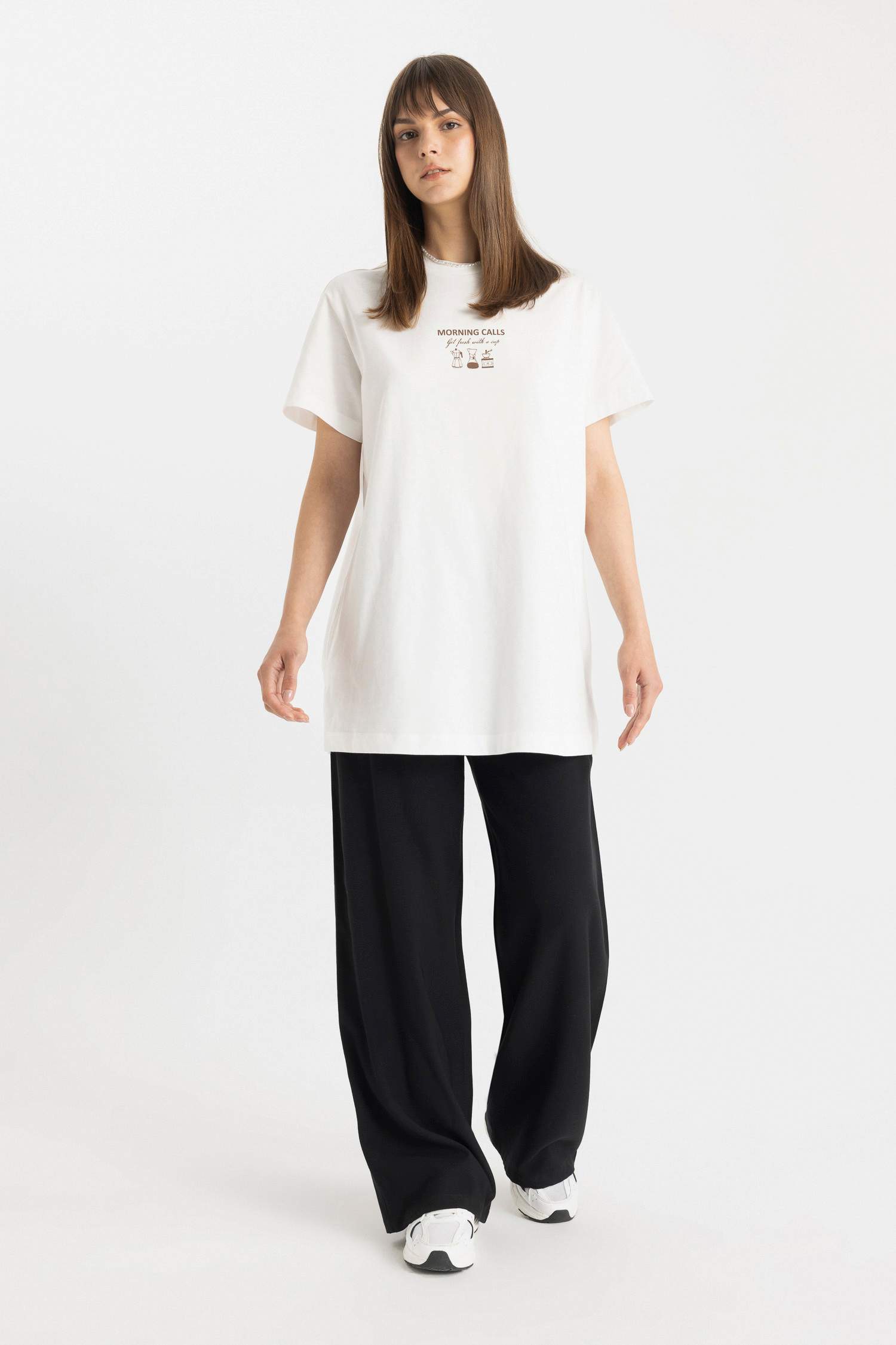 Crew Neck Printed Short Sleeve T-Shirt Tunic