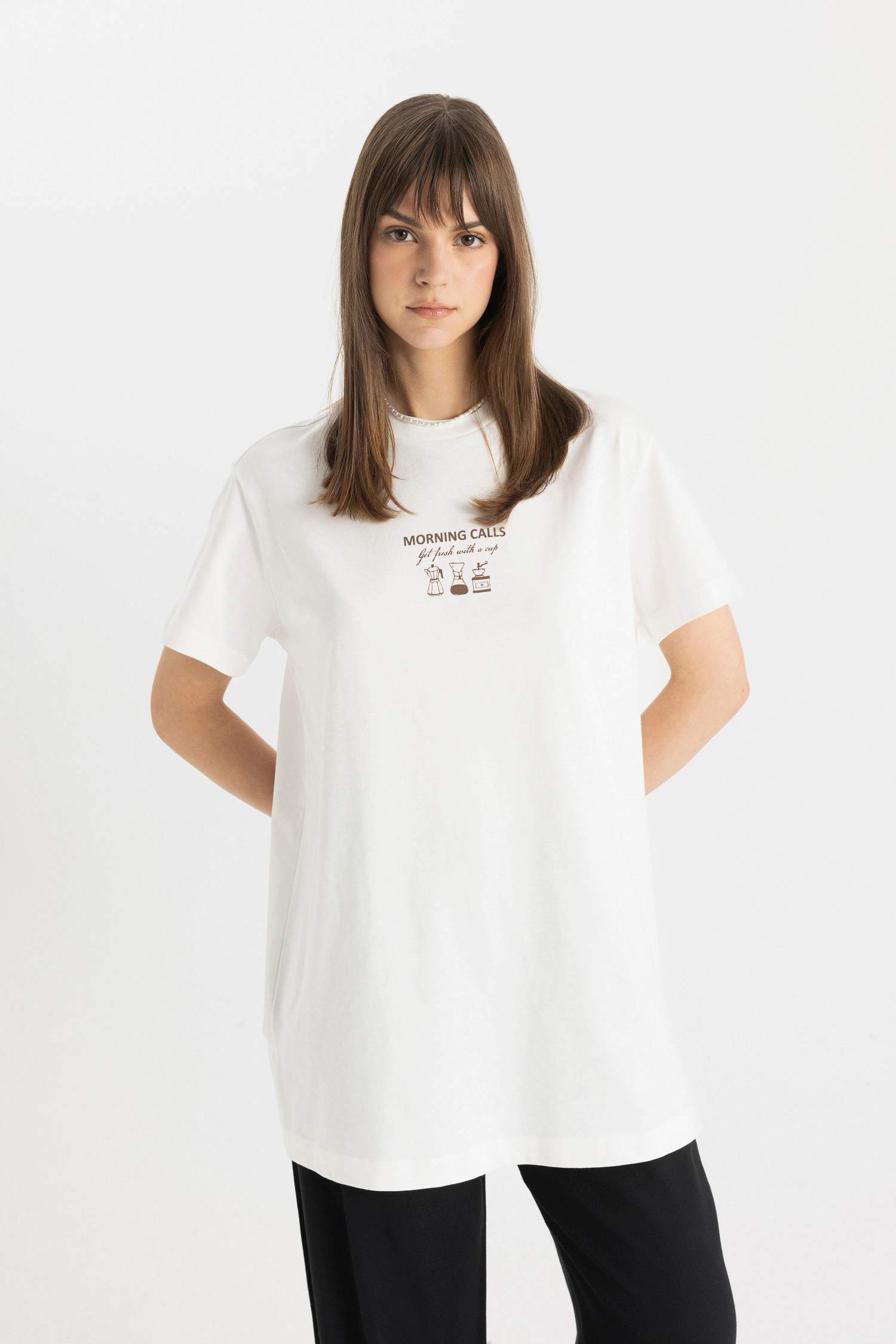 Crew Neck Printed Short Sleeve T-Shirt Tunic