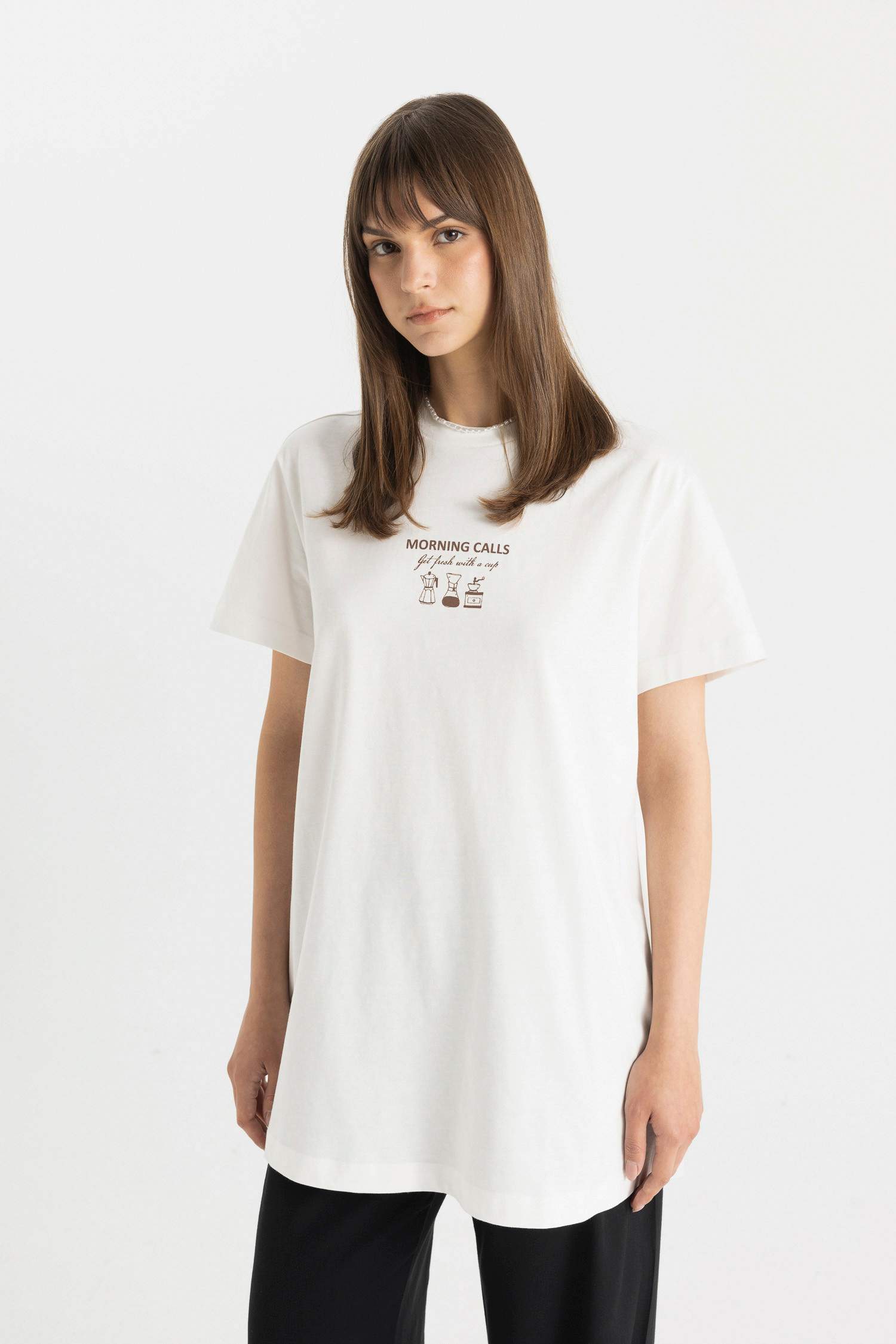 Crew Neck Printed Short Sleeve T-Shirt Tunic