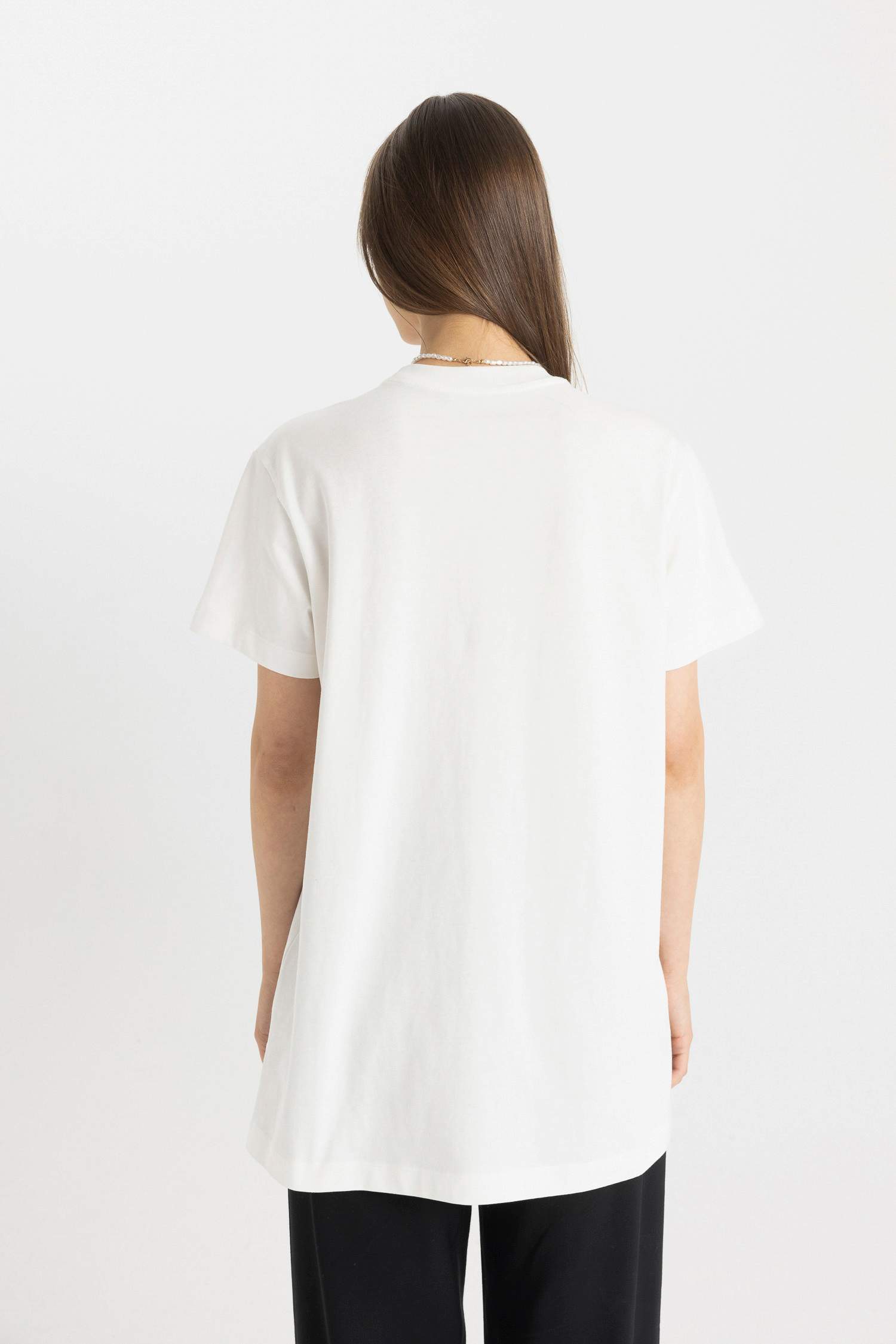 Crew Neck Printed Short Sleeve T-Shirt Tunic