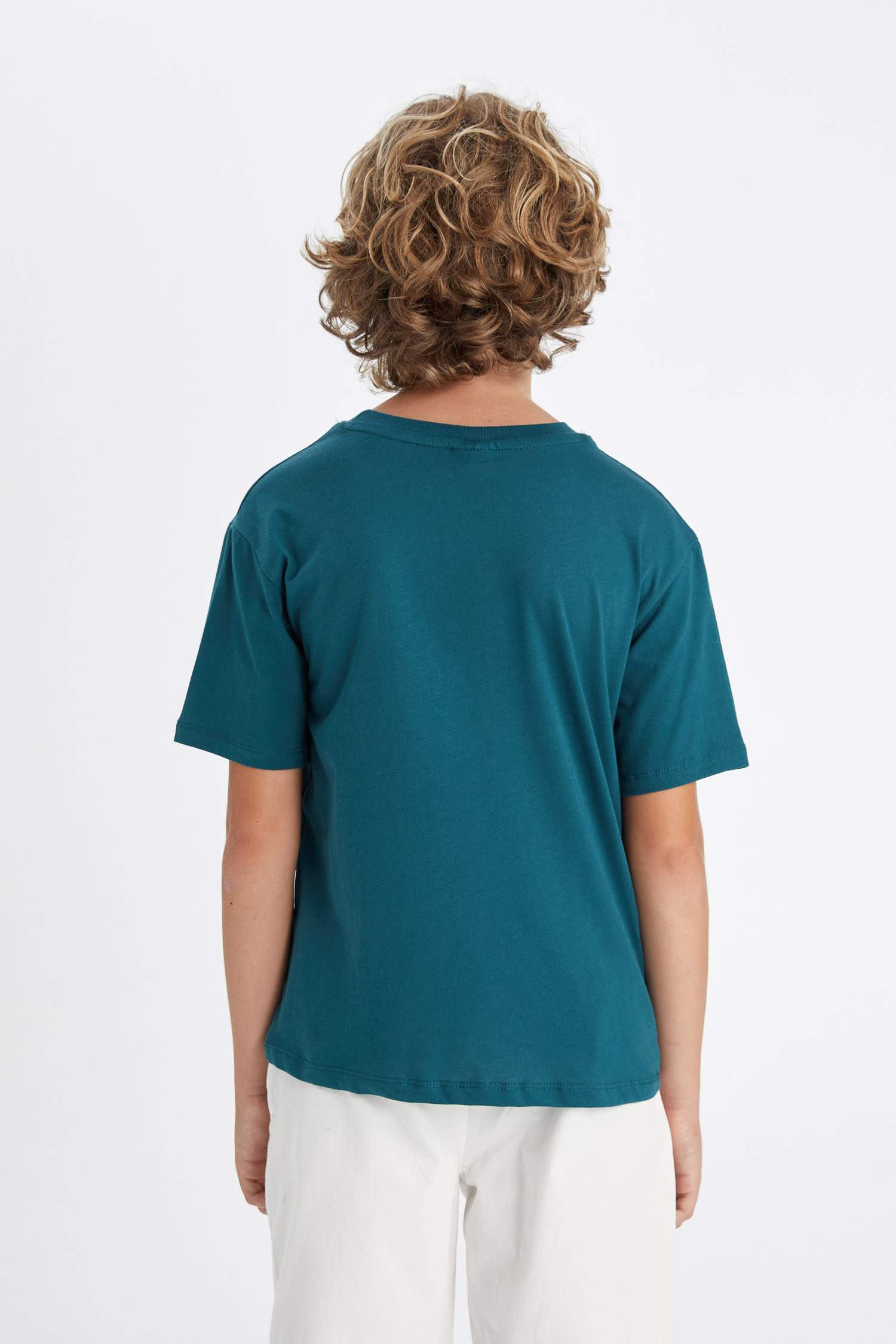 Erkek Çocuk Bisiklet Yaka Baskılı Kısa Kollu Tişört