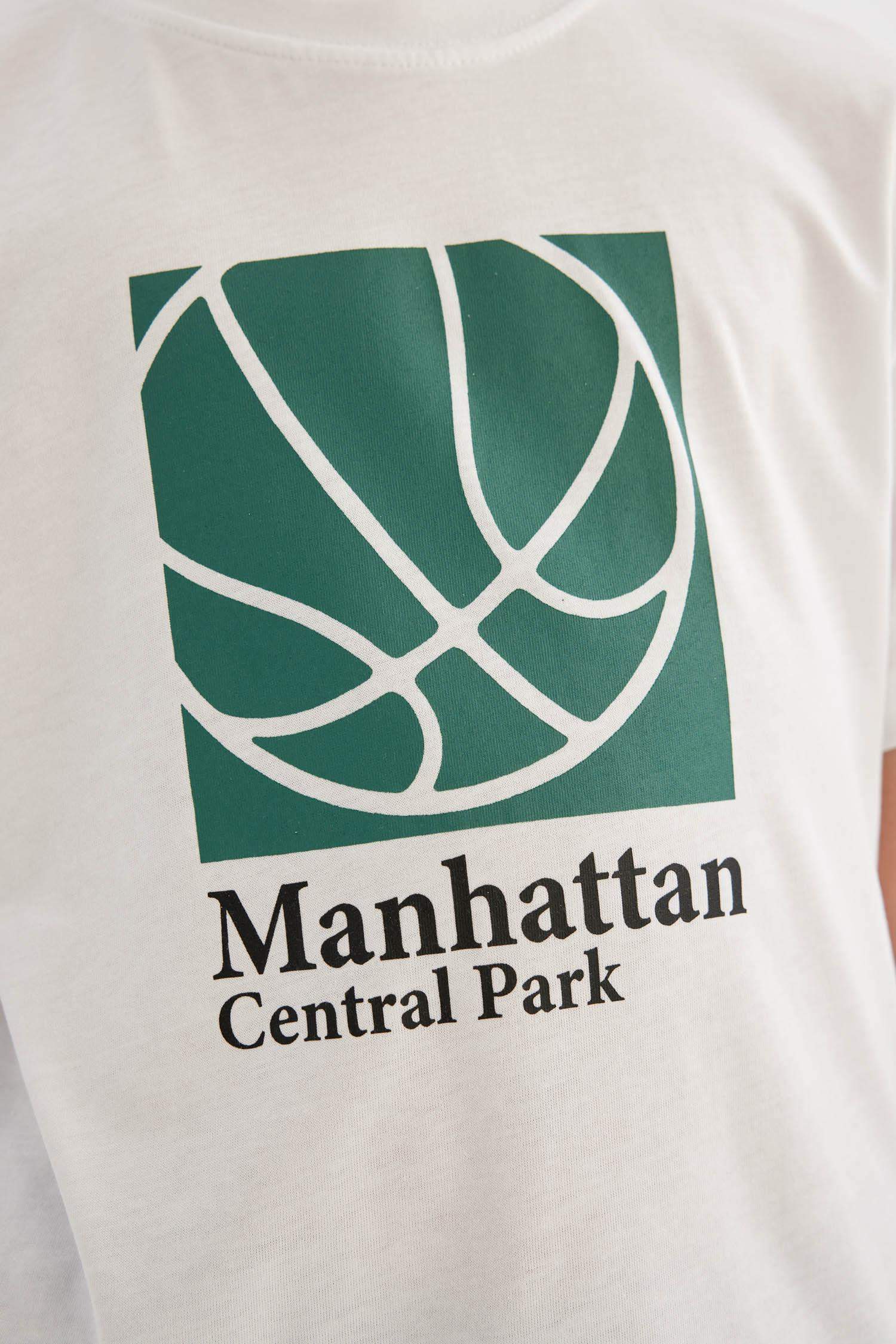 Bisiklet Yaka Baskılı Kısa Kollu Tişört Erkek Çocuk