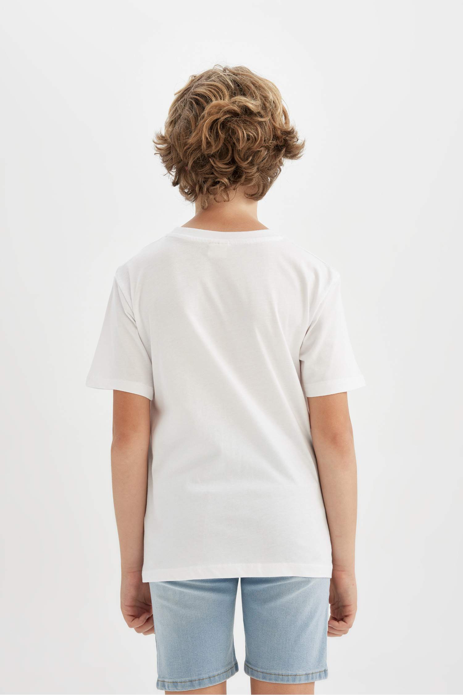 Erkek Çocuk Bisiklet Yaka Baskılı Kısa Kollu Tişört