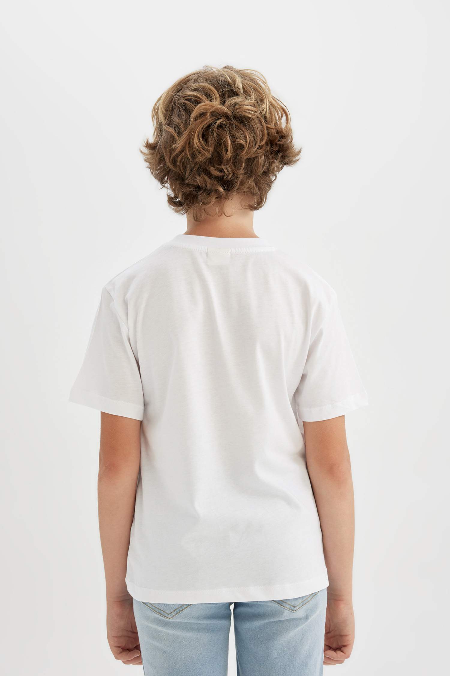 تي شيرت ولادي نص ردن مطبوع قصة عادية