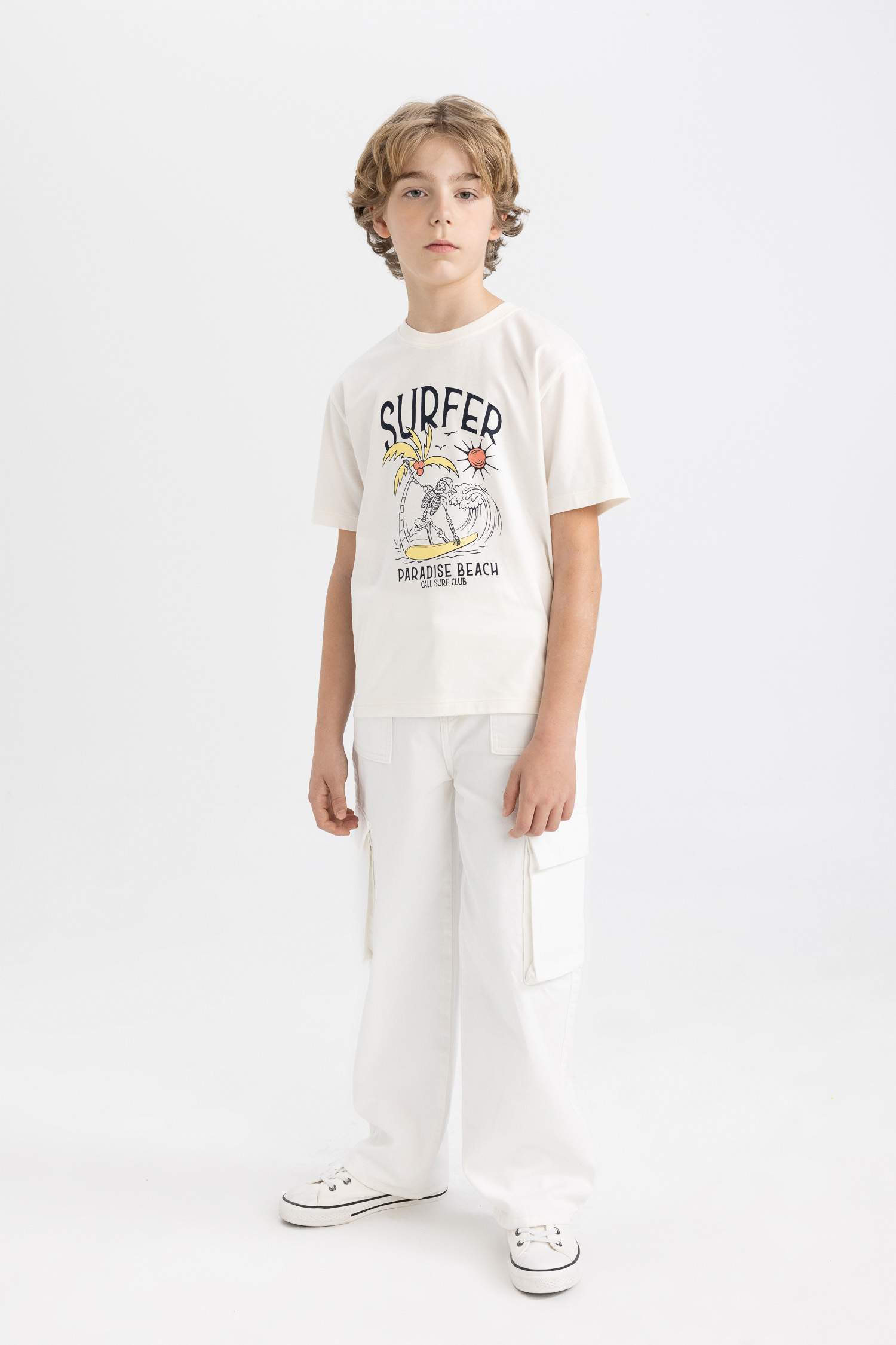 Erkek Çocuk Bisiklet Yaka Baskılı Kısa Kollu Tişört