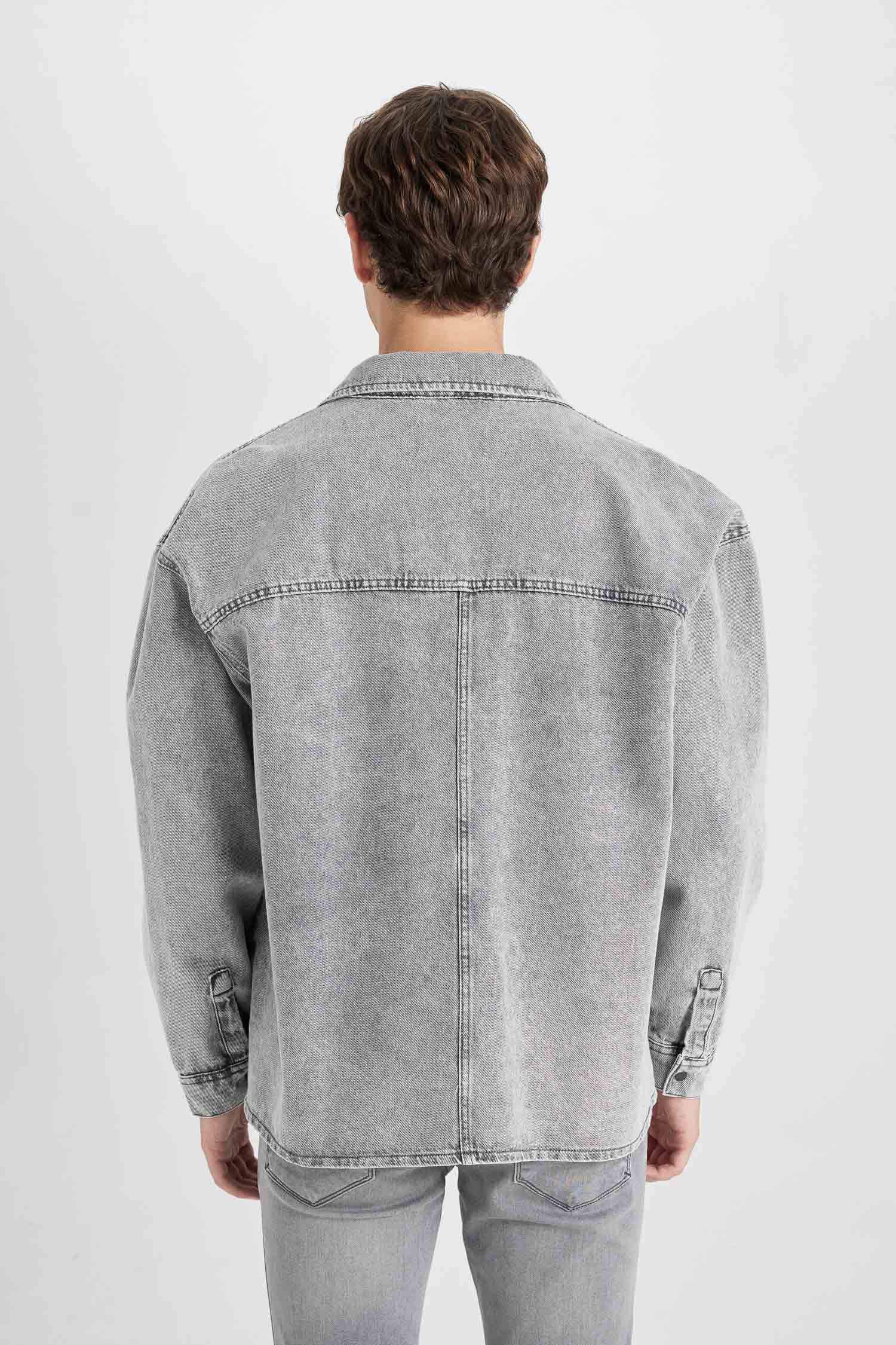 Chemise Oversize en coton à col polo et à manches longues