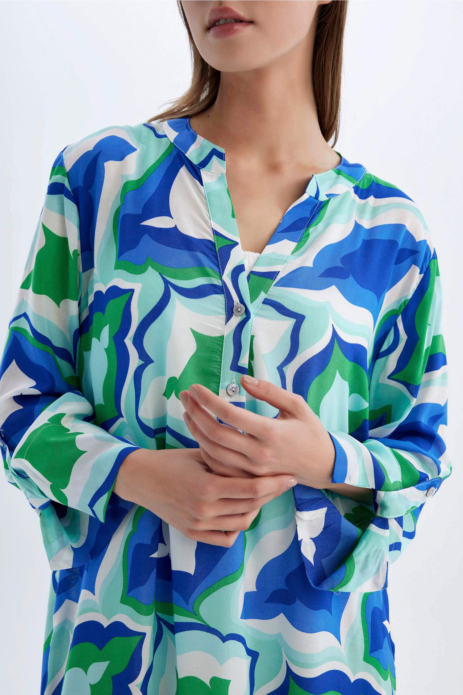 Regular Fit Desenli Plaj Elbisesi