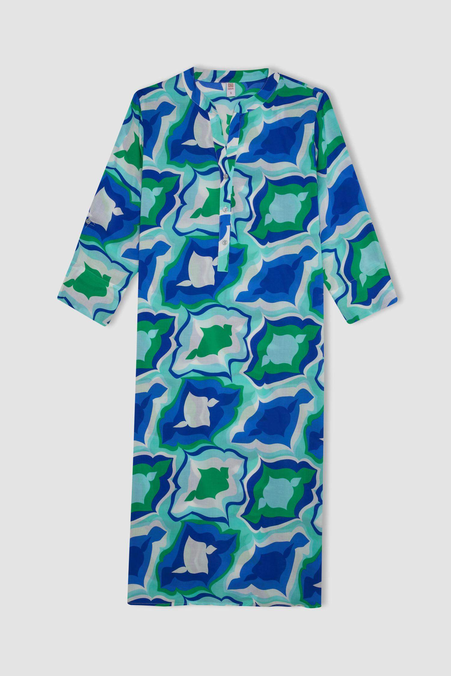 Regular Fit Desenli Plaj Elbisesi