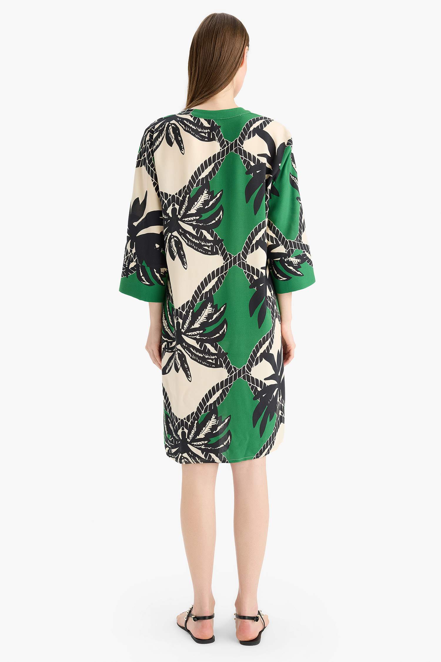 Regular Fit Desenli Plaj Elbisesi-Fall in Love