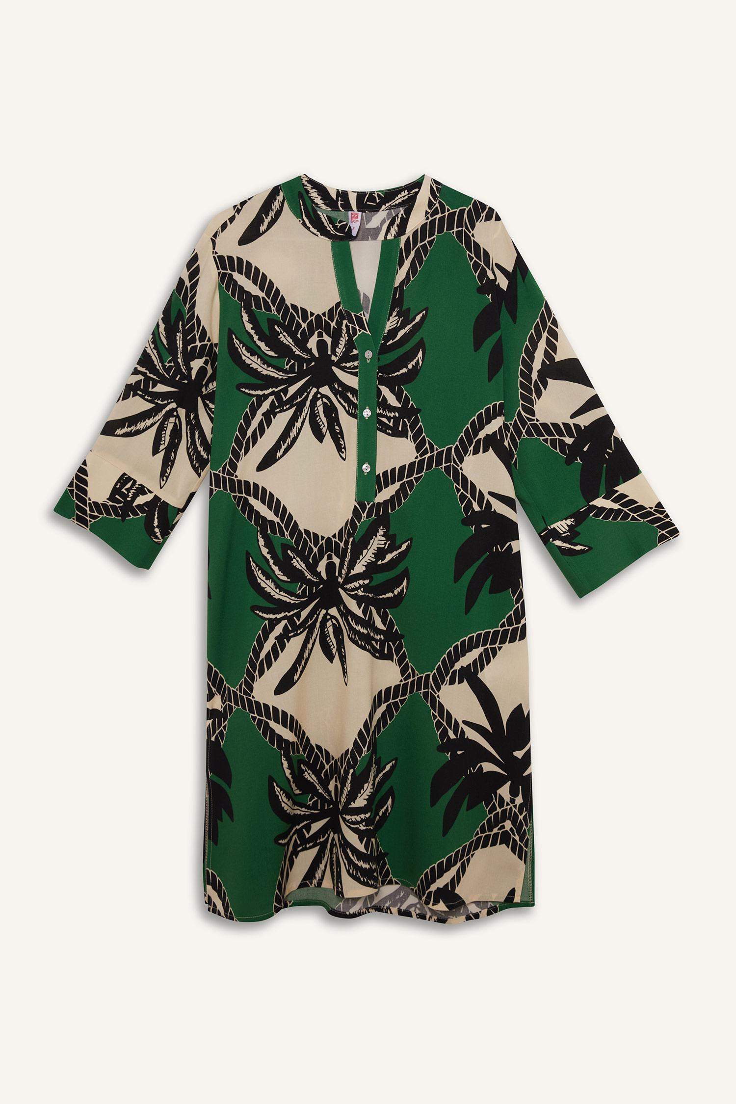 Regular Fit Desenli Plaj Elbisesi-Fall in Love