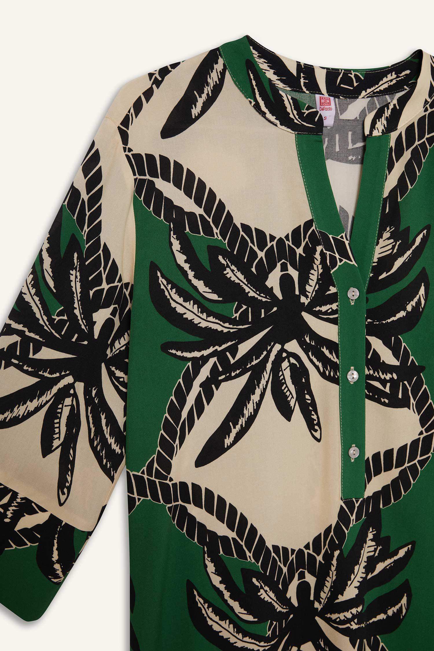 Regular Fit Desenli Plaj Elbisesi-Fall in Love