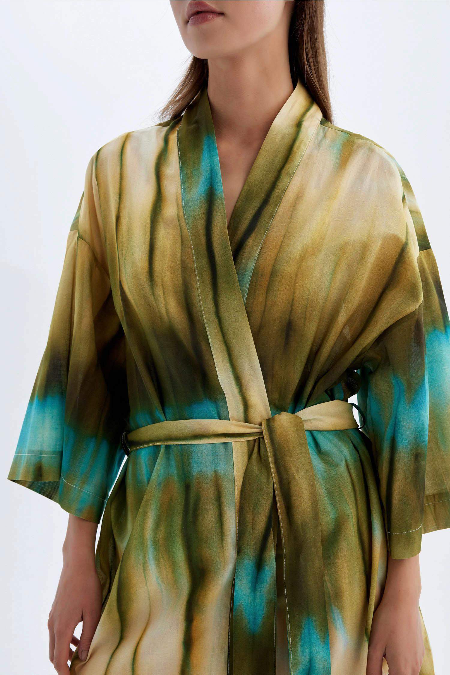 Patterned Cotton Beach Kimono